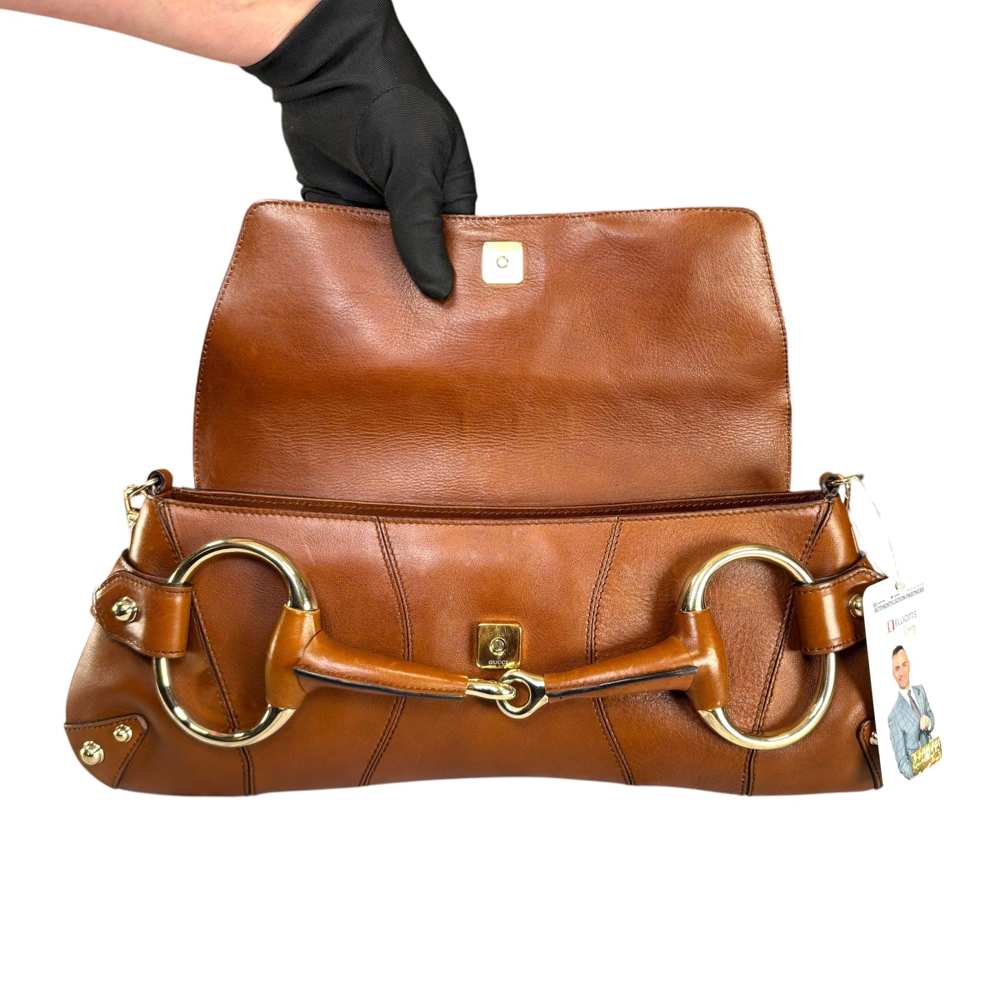 Gucci Classic Y2K Horsebit Gold Brown Jumbo XL Leather Shoulder Bag