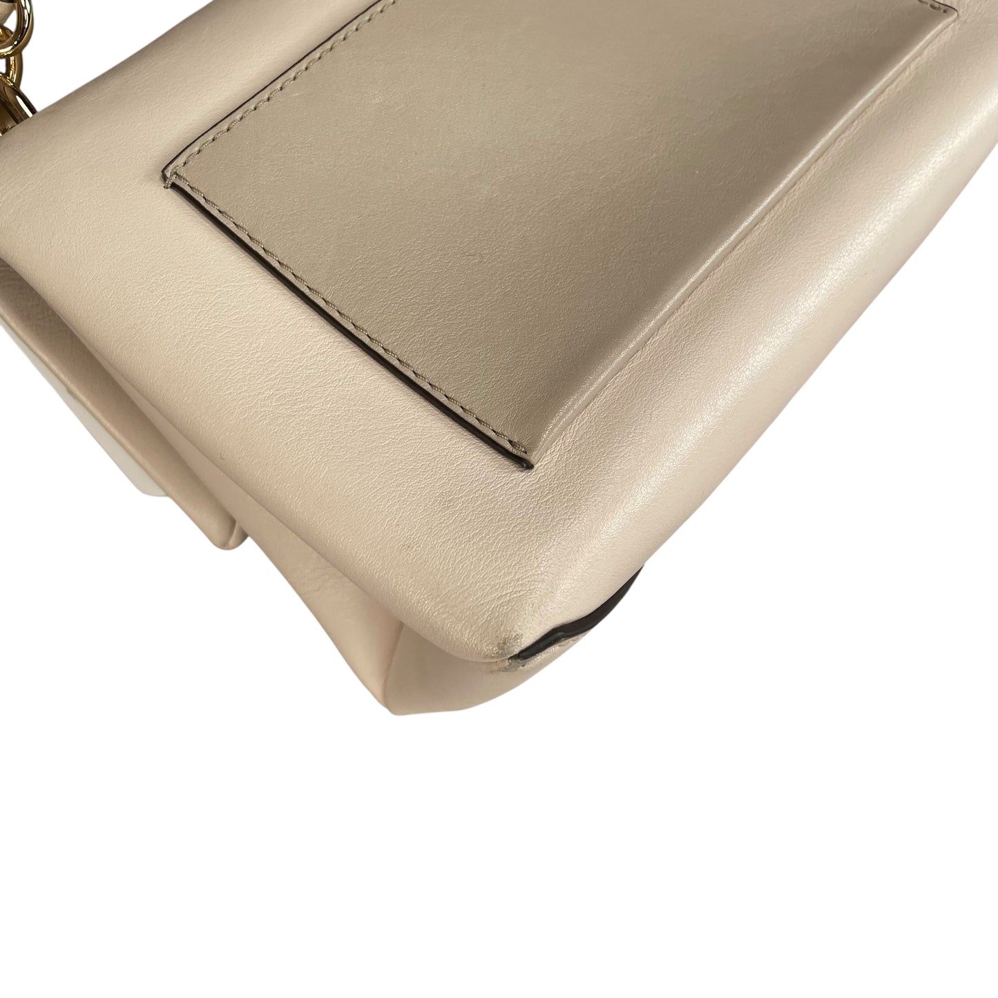 Michael Kors Cece Flap Chain Bag Cream Leather GHW 2-Way Top Handle