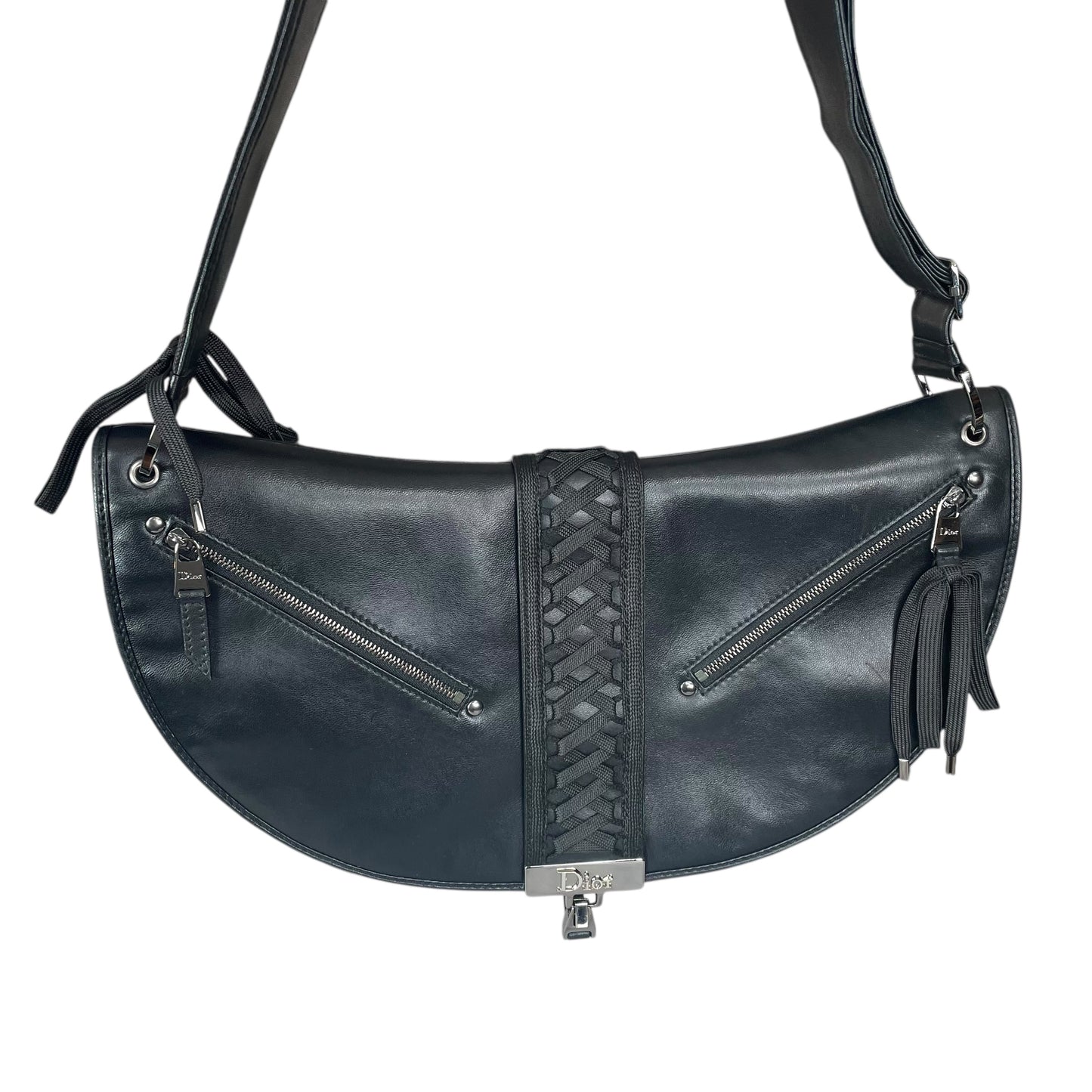Christian Dior Admit It Corset Black Leather 2-Way SHW Shoulder Crossbody Purse