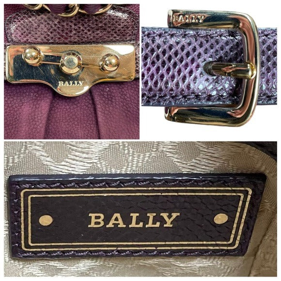 Bally Leather Embossed Skin Leather Suede Multi Two away Flap Three File Purse