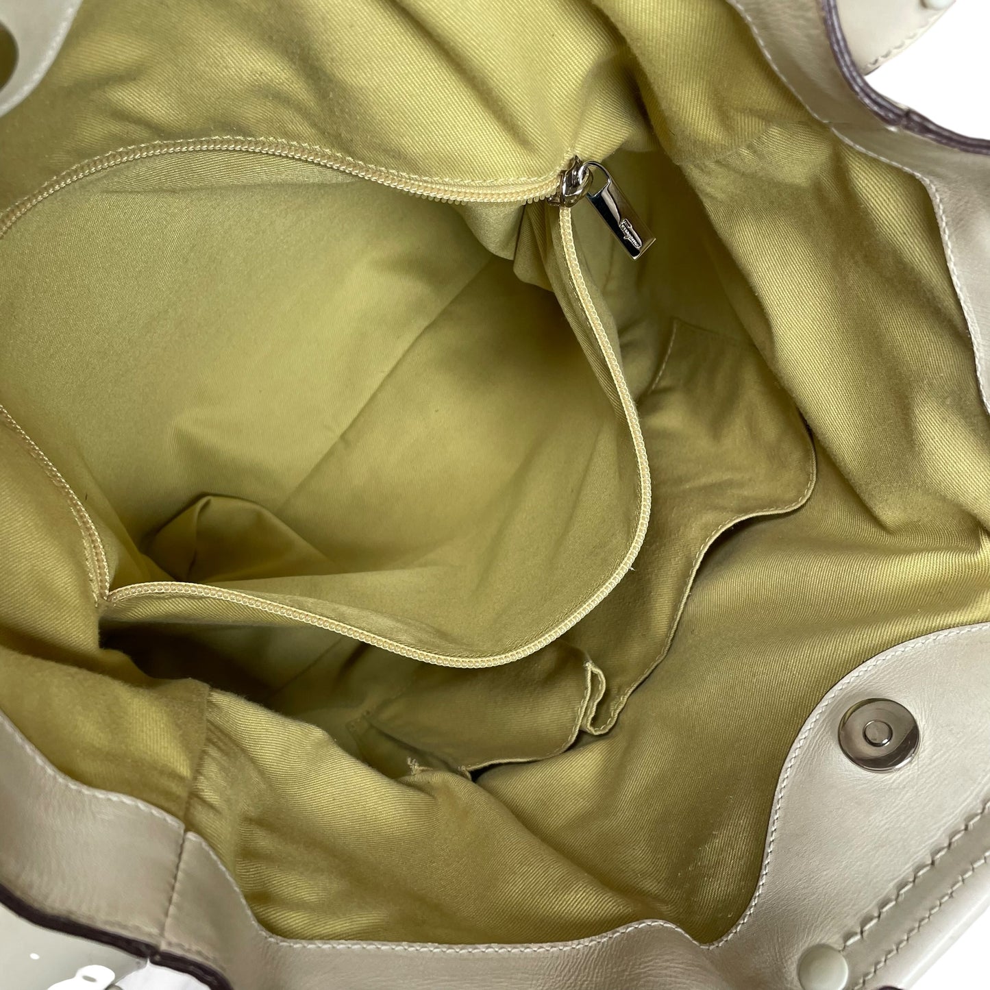 Salvatore Ferragamo Patchwork Leather Hobo Bag Cream Diamond Panel Shoulder Bag