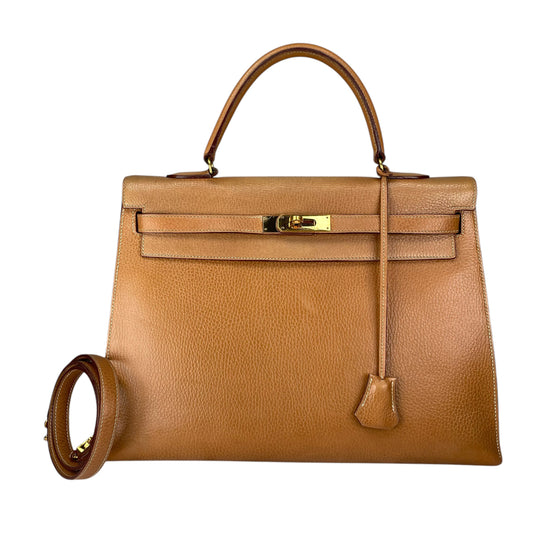 Hermes Kelly Sellier 35 GHW Ardennes Gold Wheat Top Handle
