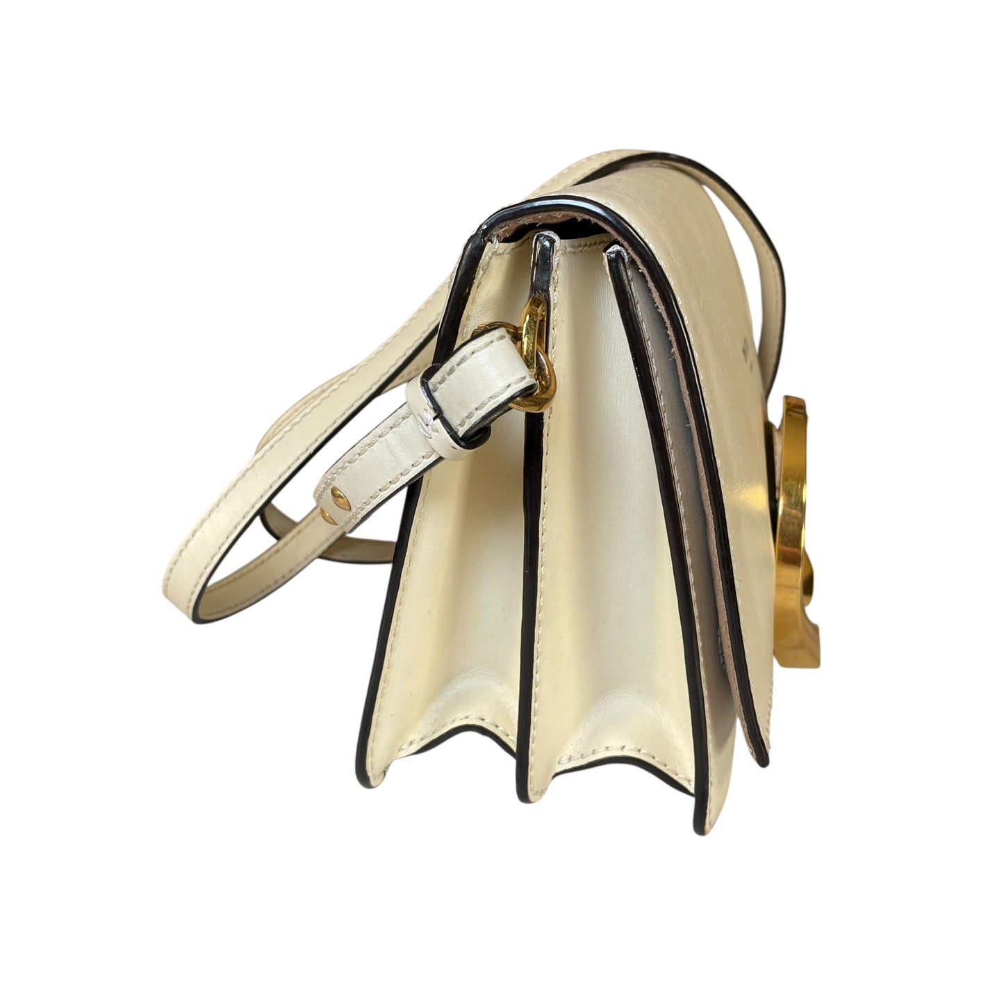 Jimmy Choo Madeline Crossbody Bag Ivory Leather GHW Buckle Flap 2-Way