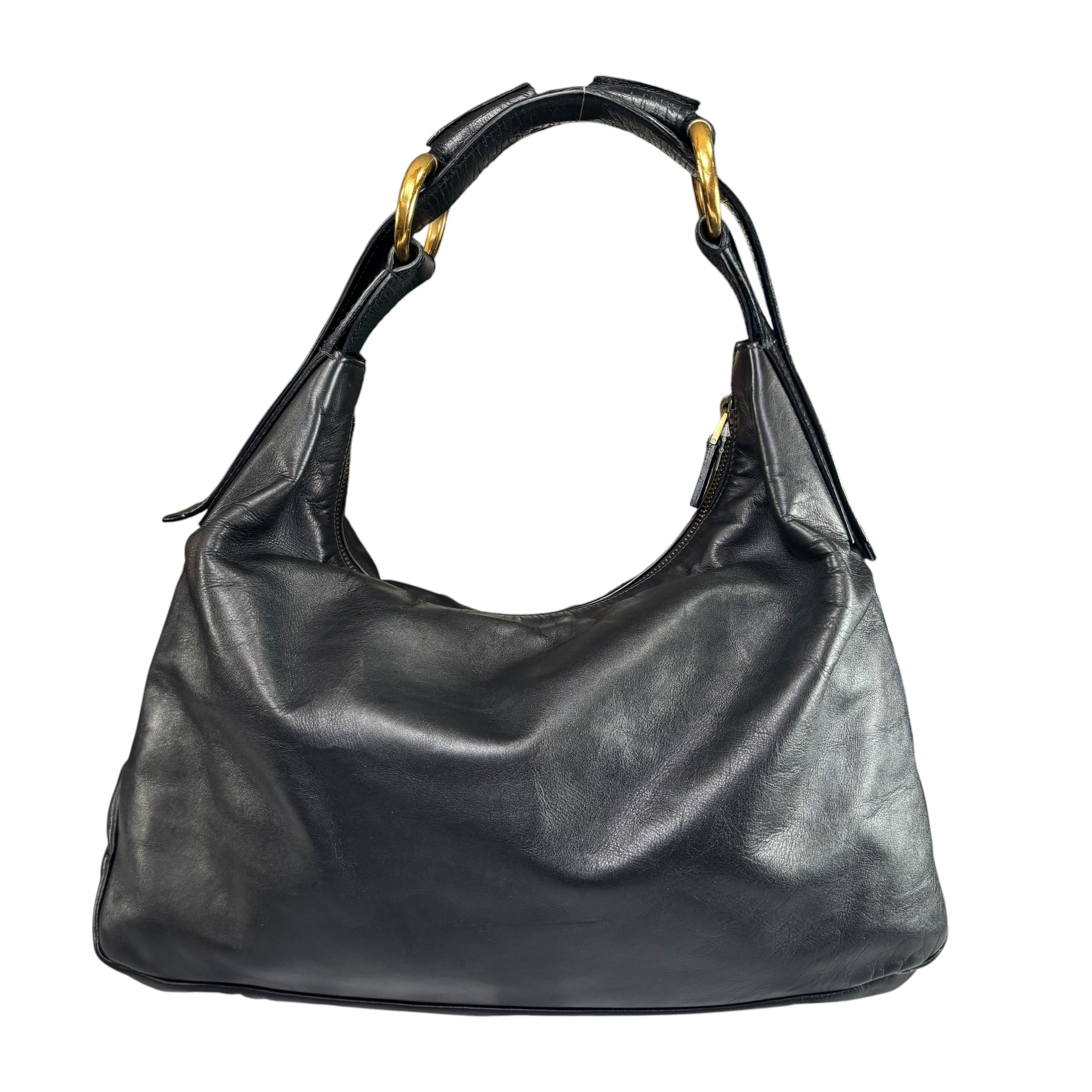 Gucci Y2K Horsebit GHW Black Leather Shoulder Hobo Purse