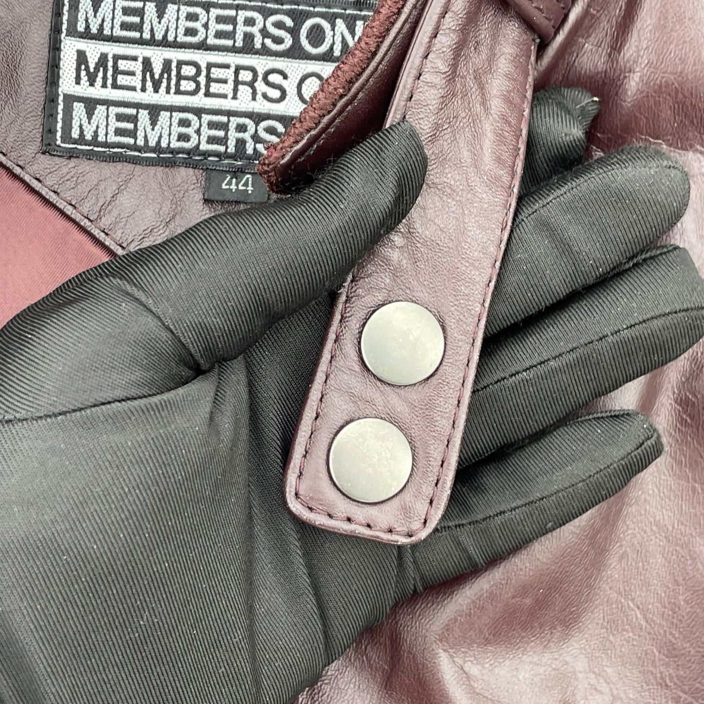 Members Only Y2K Leather Bomber Jacket Oxblood Burgundy 44 XL