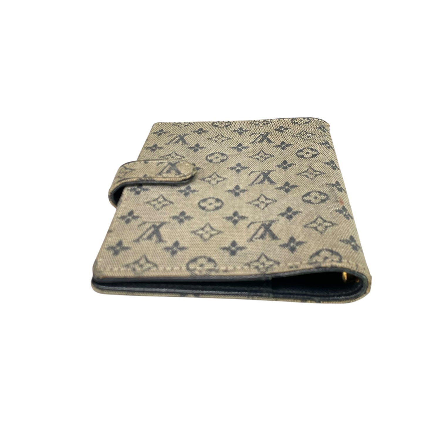 Louis Vuitton Mini Lin Agenda PM Navy Blue Canvas Small Ring Binder Cover LV
