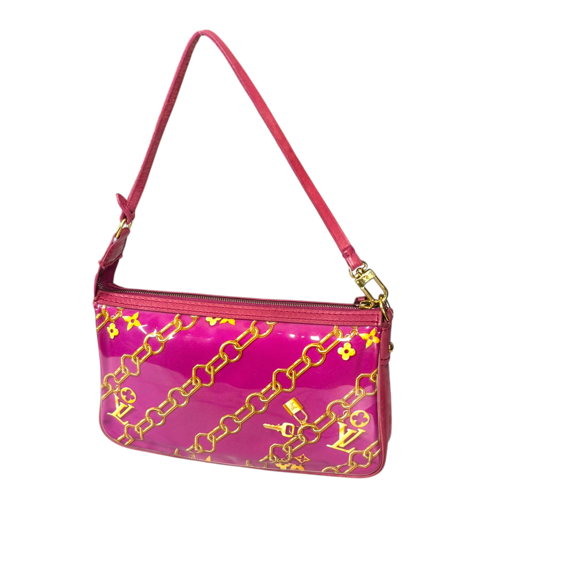 Louis Vuitton Y2K Limited GHW Chain PVC / Leather Fushia Mini Pouchette Purse