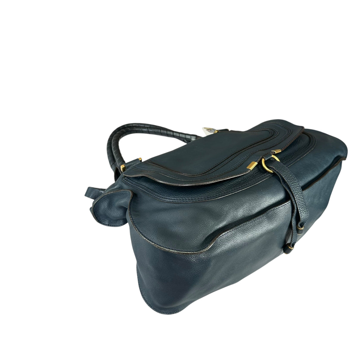 Chloe Marcie XL Navy Blue GHW eather Satchel