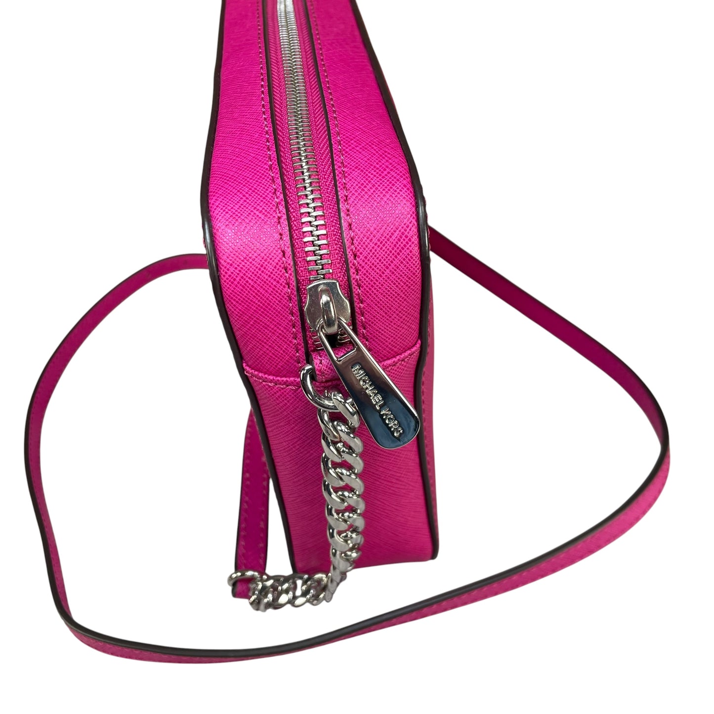 Michael Kors Fushia Saffiano Leather SHW Pink Jet Set Crossbody