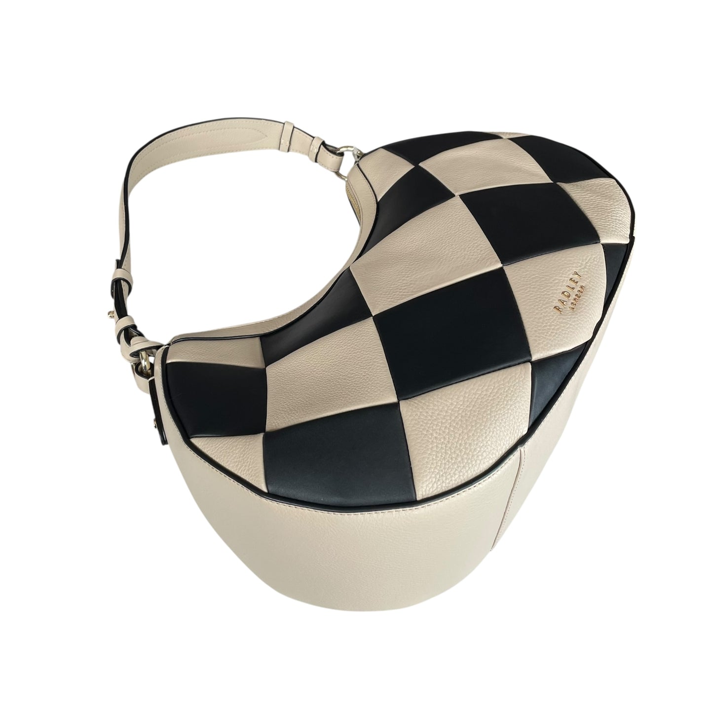 Bradley London Two-Tone Black Creme GHW Quilted Leather Shoulder 2-Way Hobo Bag