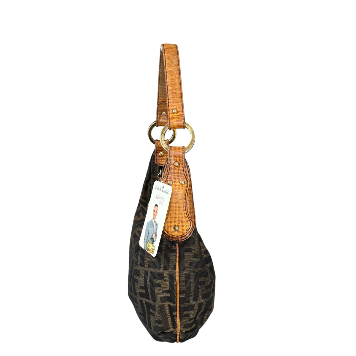 Fendi Y2K Zucca Embossed Lizard Chef Shoulder Purse