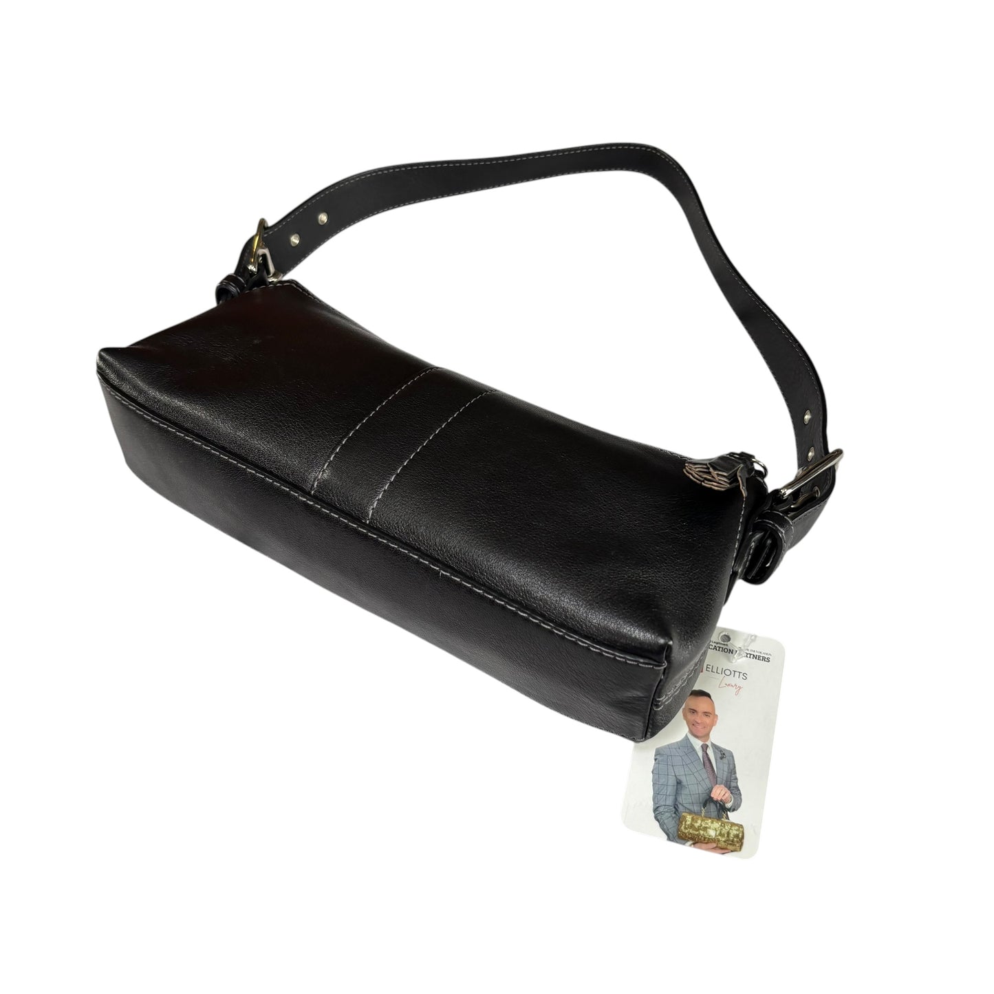 Coach Hamilton Baguette Black Leather SHW Shoulder Purse