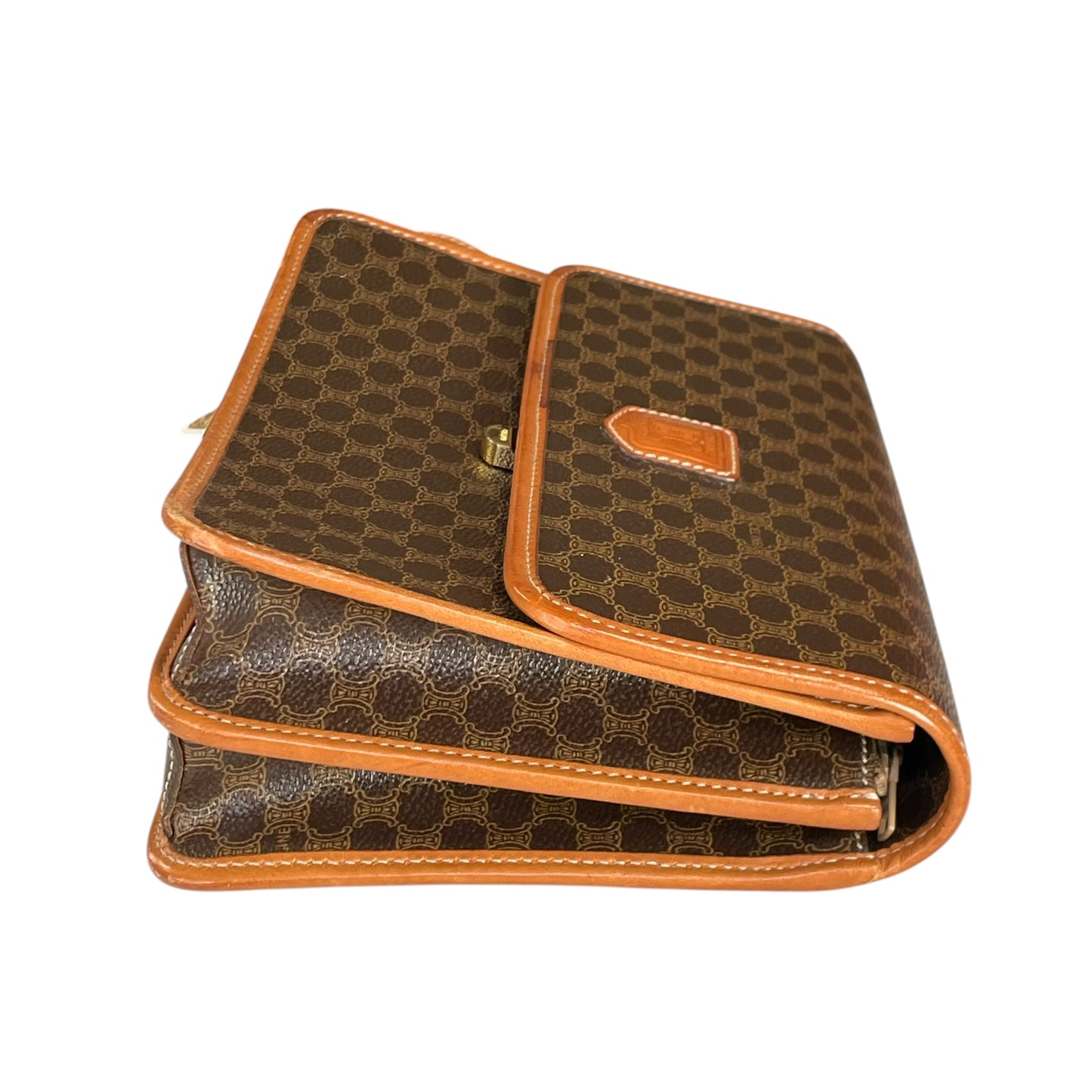 Celine Macadam Monogram GHW Canvas Brown Leather Clutch