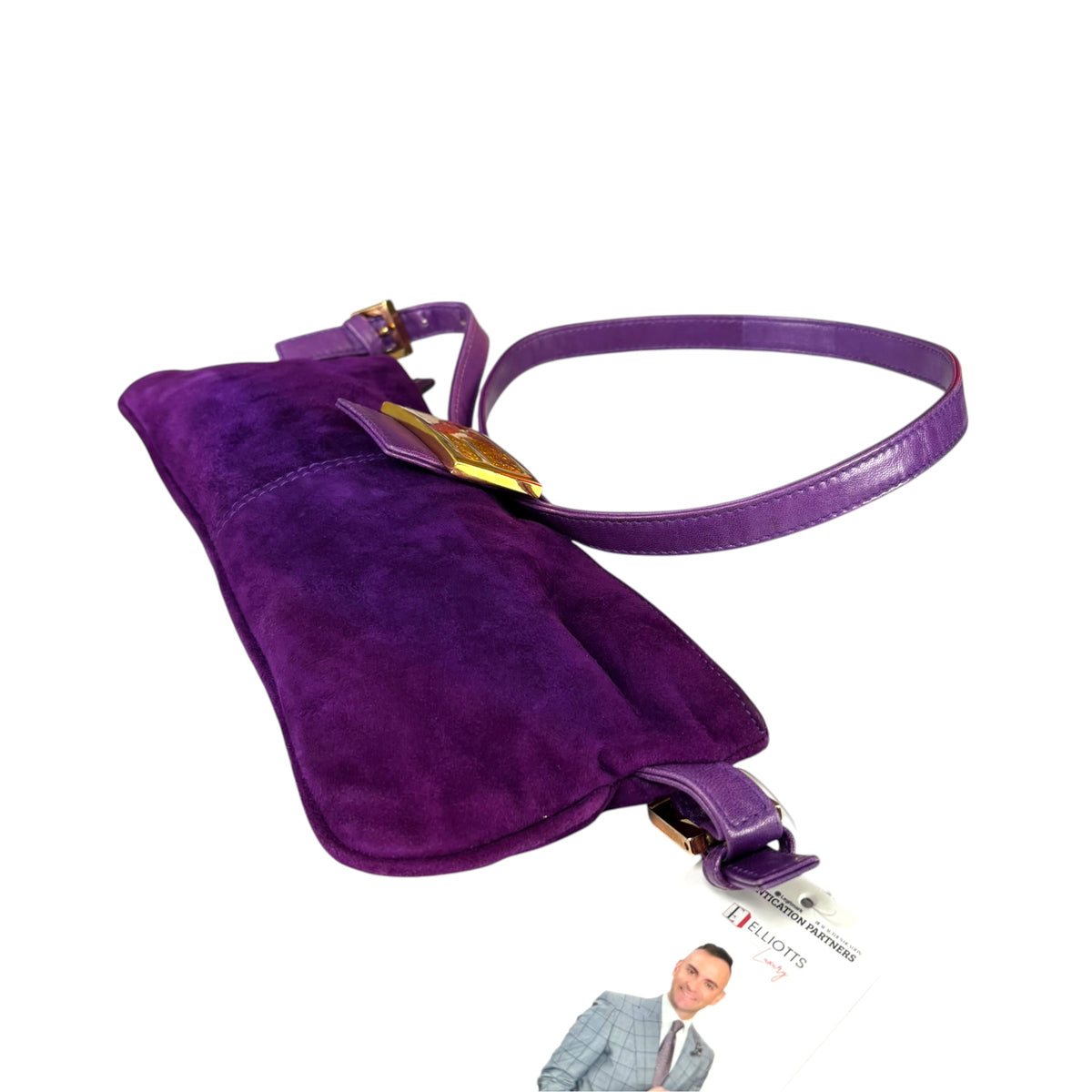 Fendi Y2K Baguette Slim Mama Purple Suede Shoulder Purse