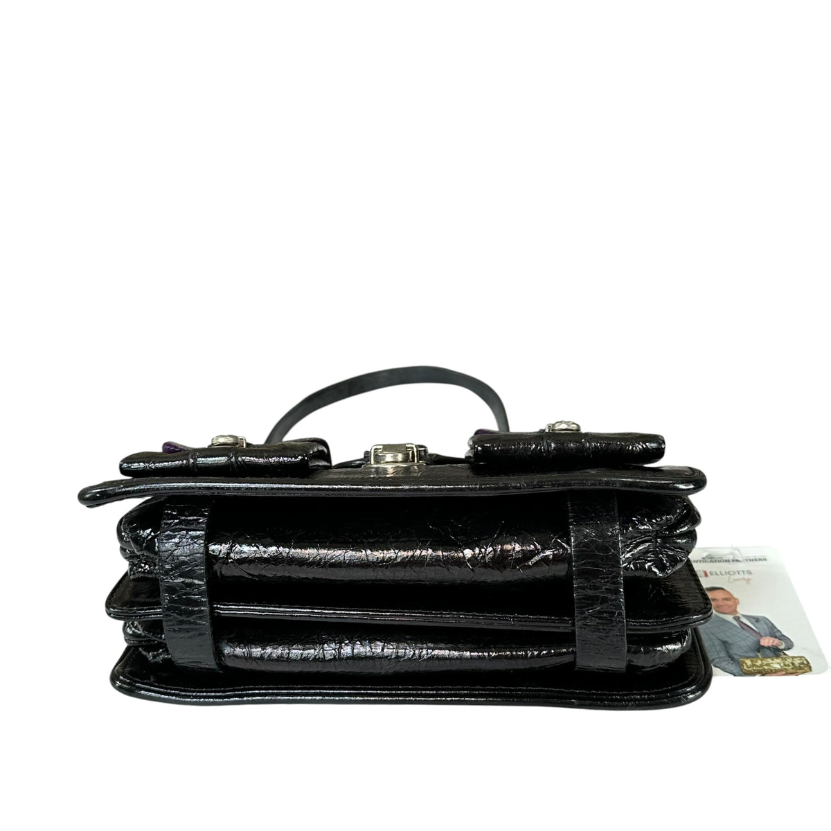 D & G Dolce Gabbana Mini Black Patent Baguette SHW Purse