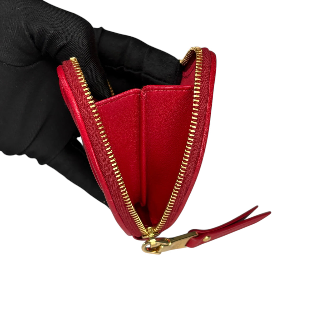 Miu Miu Matelasse Mini GHW Heart Red Leather Zippy Coin Pouch