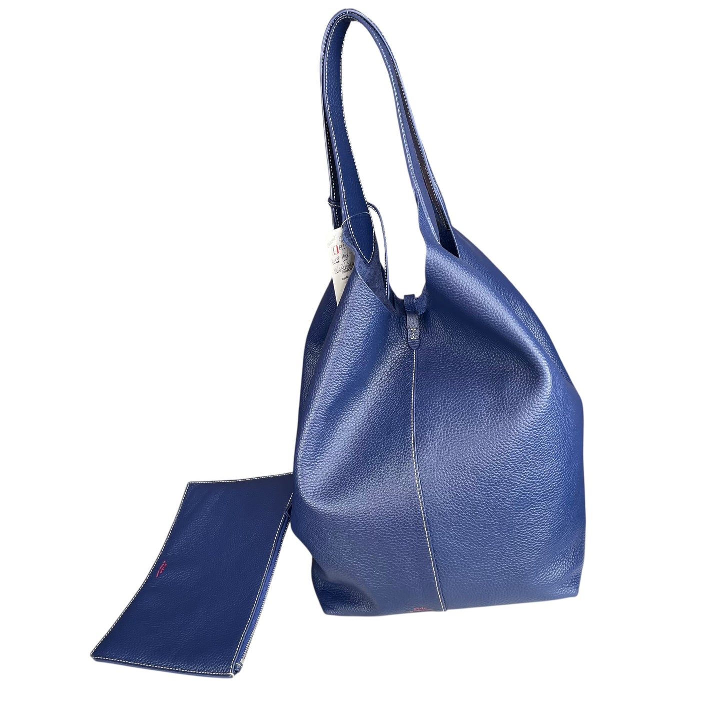 Ralph Lauren Polo Play Blue / Red Pebbled Leather Large Hobo Shopper Tote