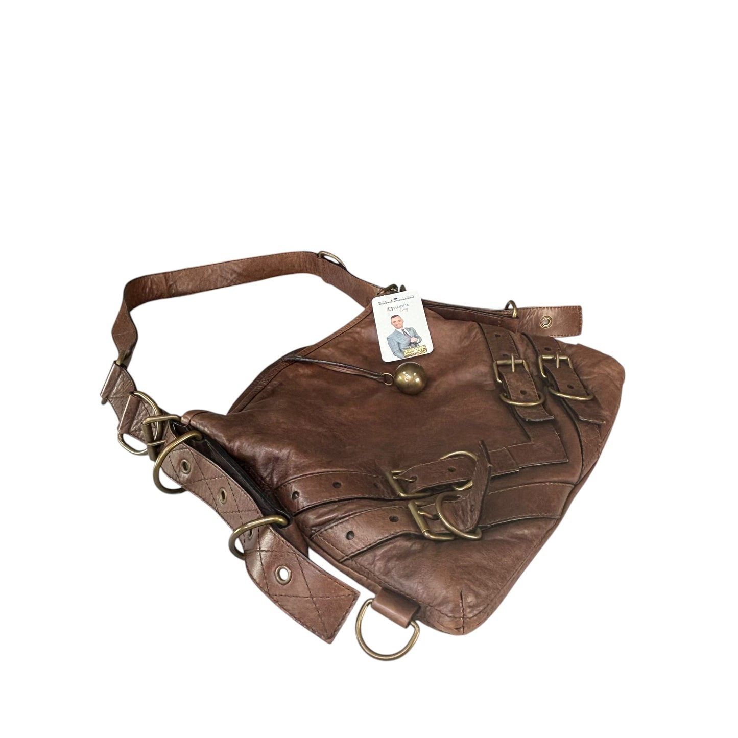 Givenchy Y2K Vouyou Classic Mahogany Brown Distressed Leather 2-Way Shoulder Crossbody Bag