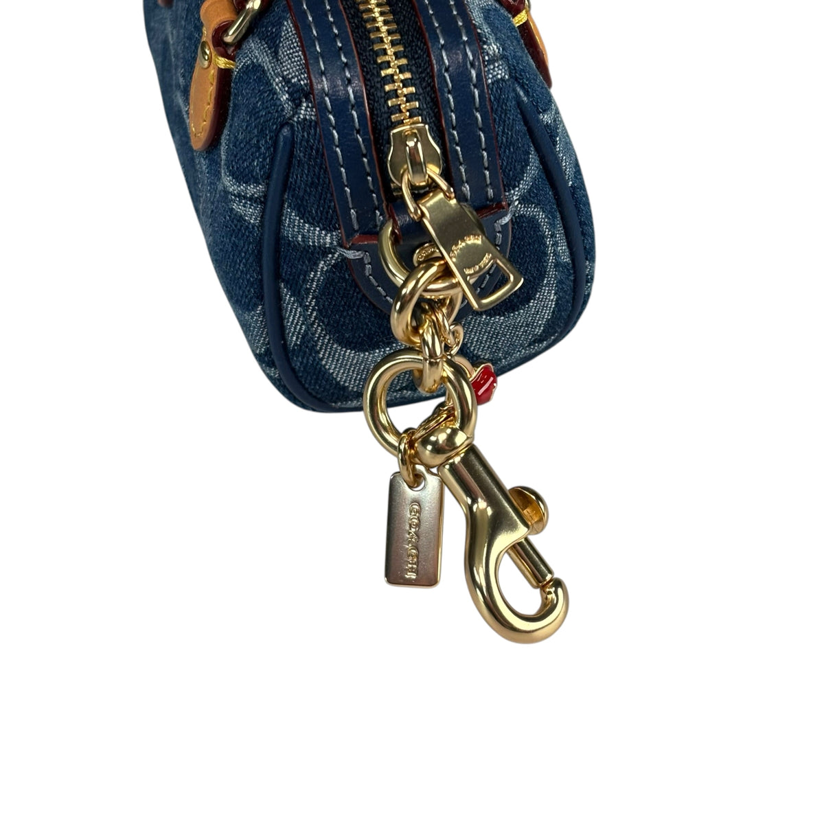 Coach Neo Rowan Sig C Denim Key Chain Purse Charm