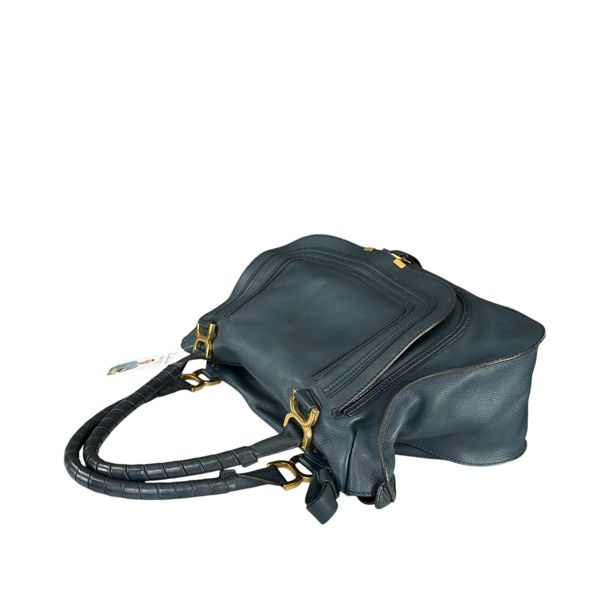 Chloe Marcie XL Navy Blue GHW eather Satchel