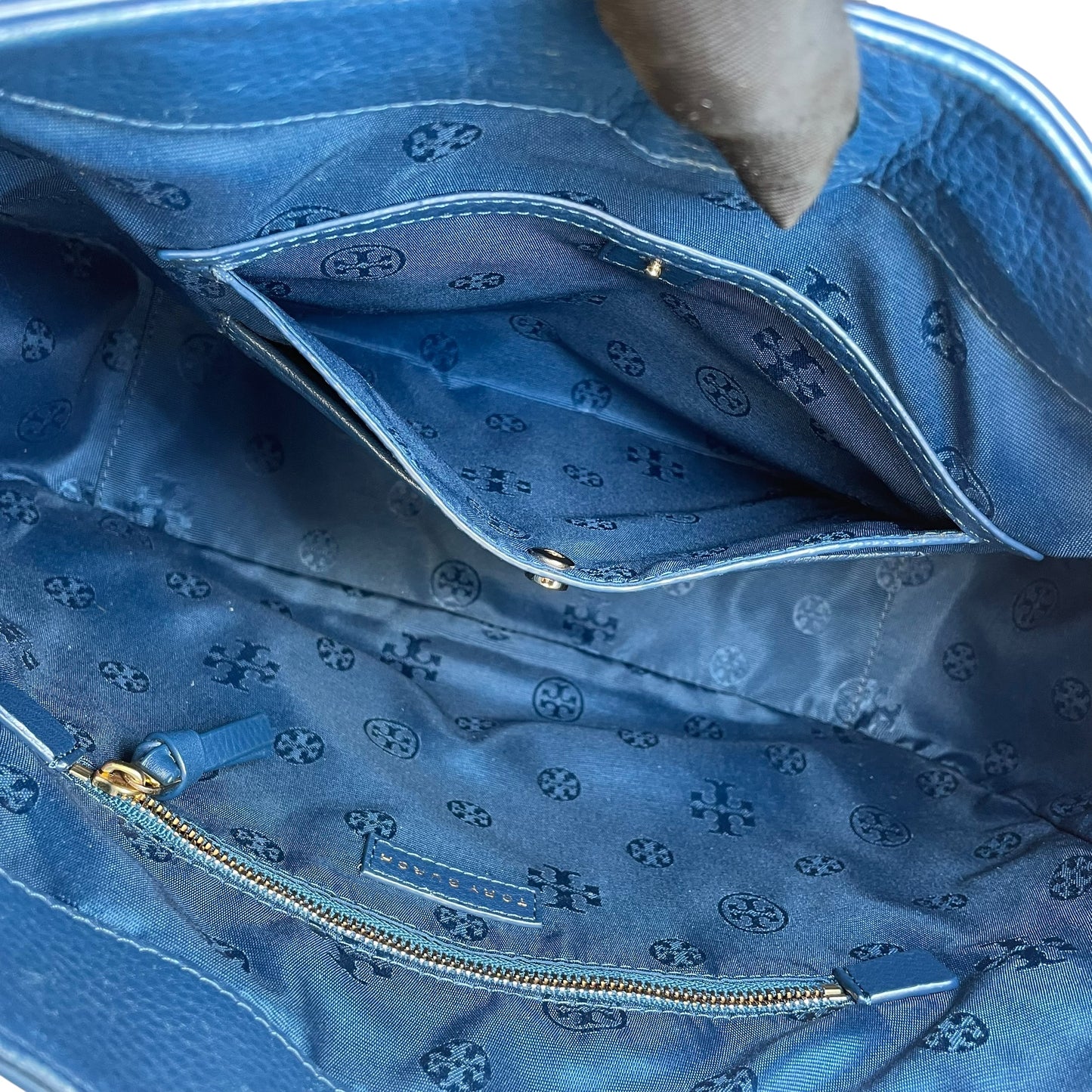 Tory Burch Mercer Blue Wave Leather GHW Hobo Shoulder Bag