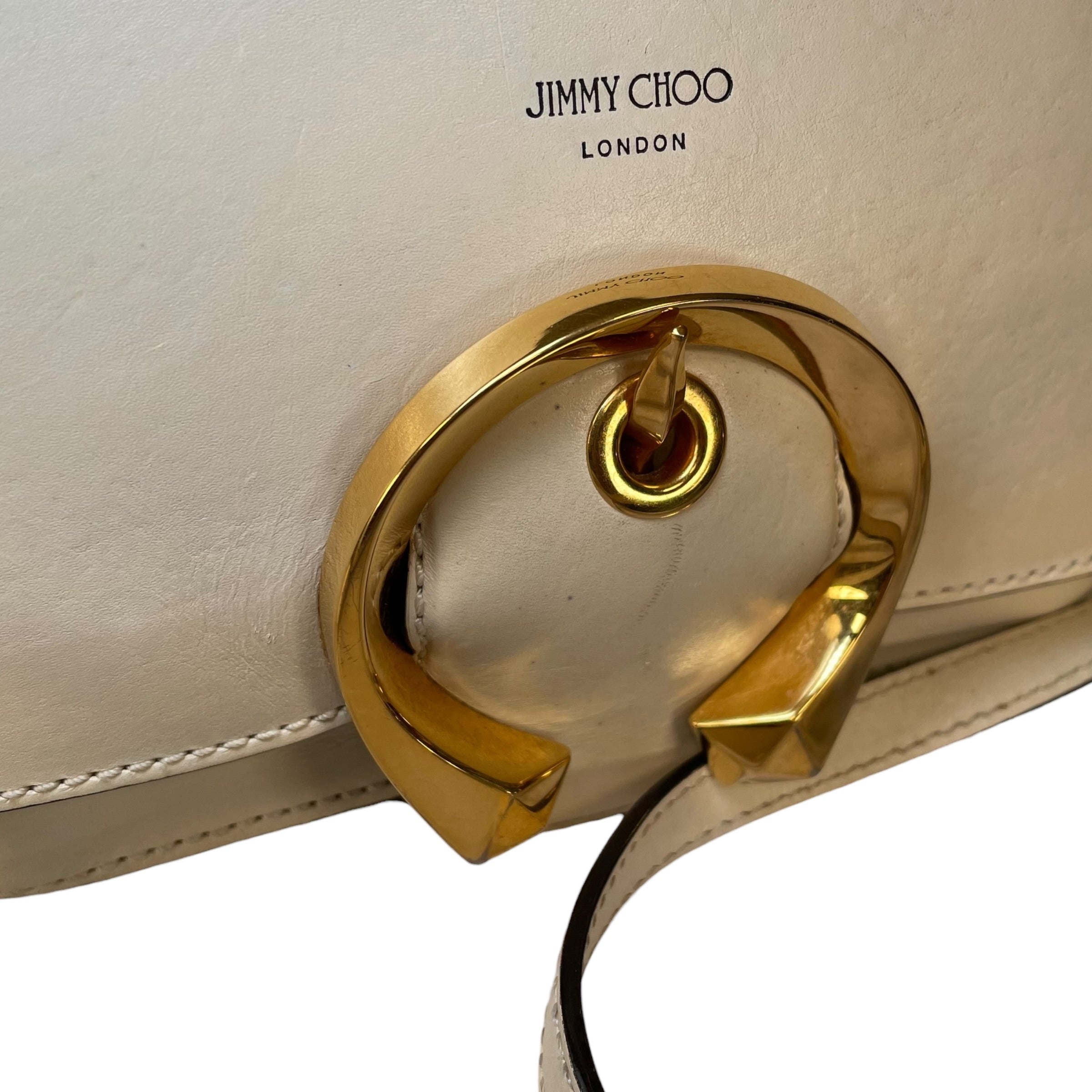 Jimmy Choo Madeline Crossbody Bag Ivory Leather GHW Buckle Flap 2