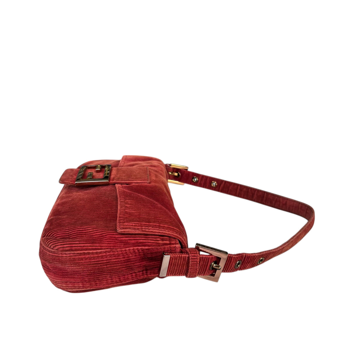 Fendi Y2K Baguette Corduroy Burgundy Rose Classic Shoulder Purse
