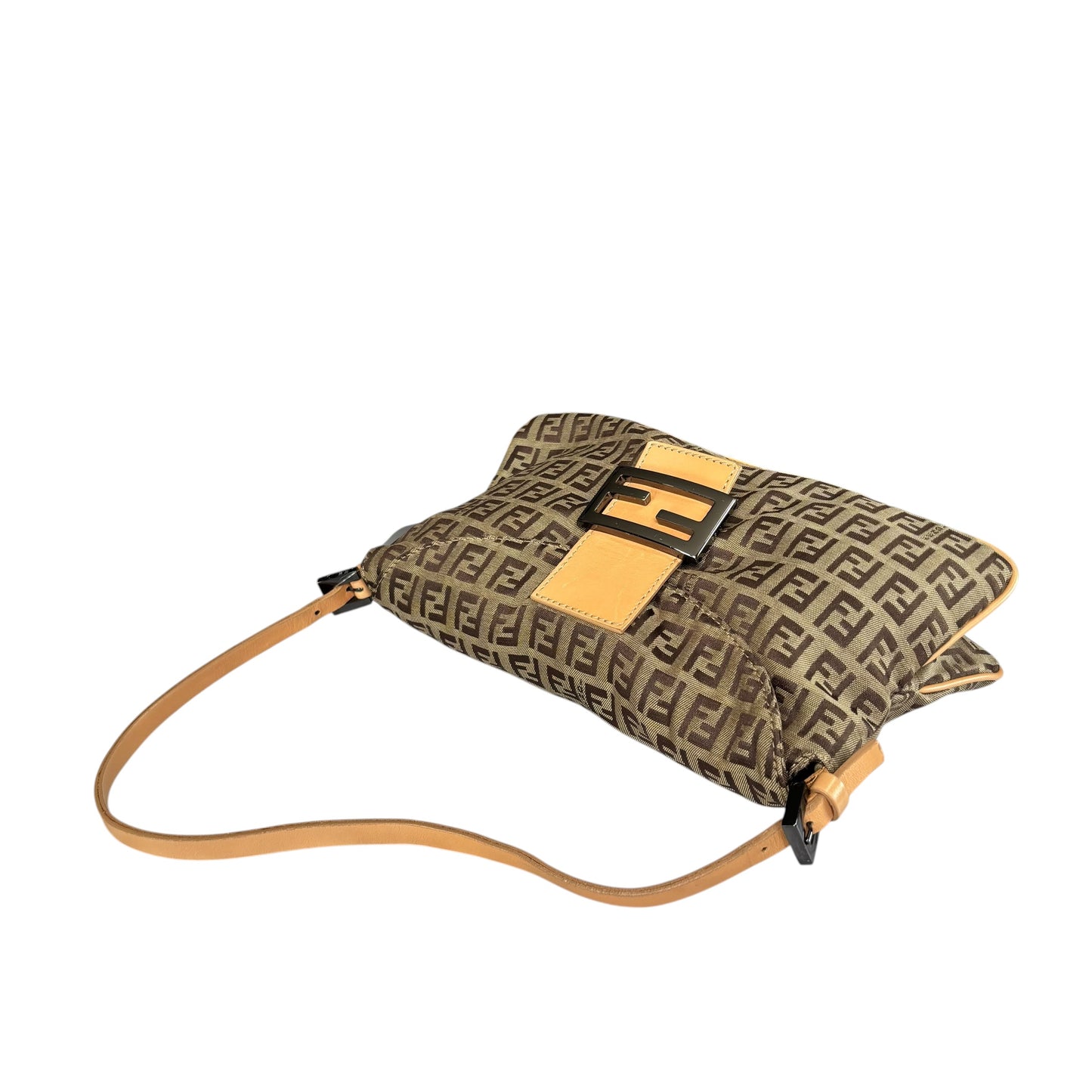Fendi Y2K Slim Mama Baguette Tan Gunmetal Purse