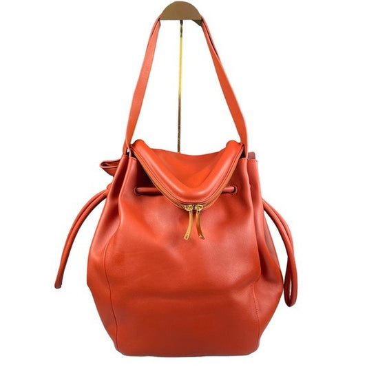 Bottega Vegan Pumkpin Spice Orange Large Hobo Beek Style Bag Dual Zip Front Bag Purse