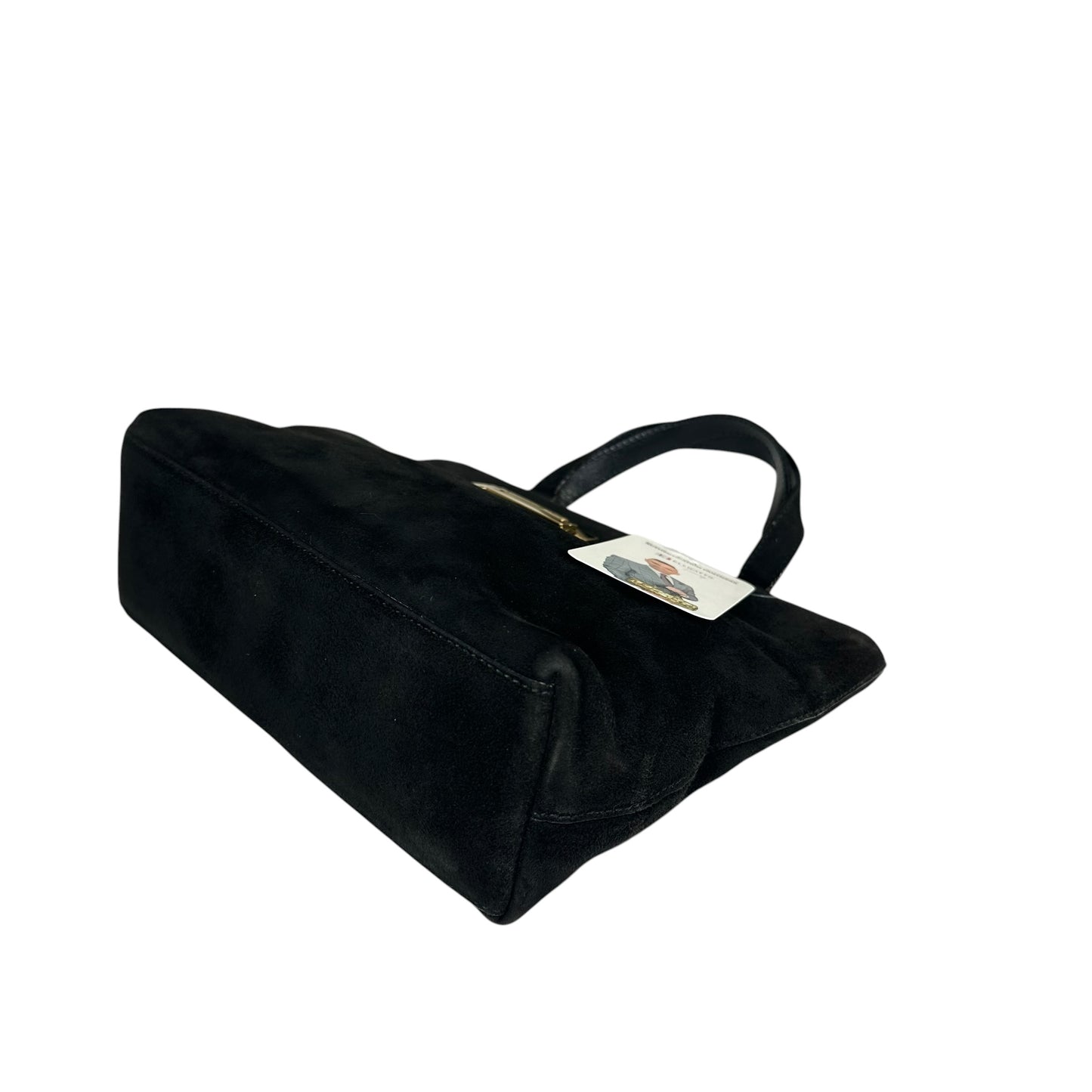 Gucci G Black Suede. Leather GHW Mini Tilt-Lock Top Purse