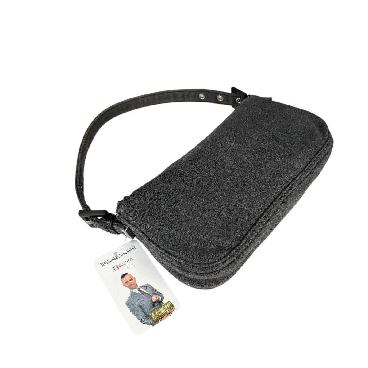 Fendi Y2K Classic Baguette Cotton Grey & Black Shoulder Purse