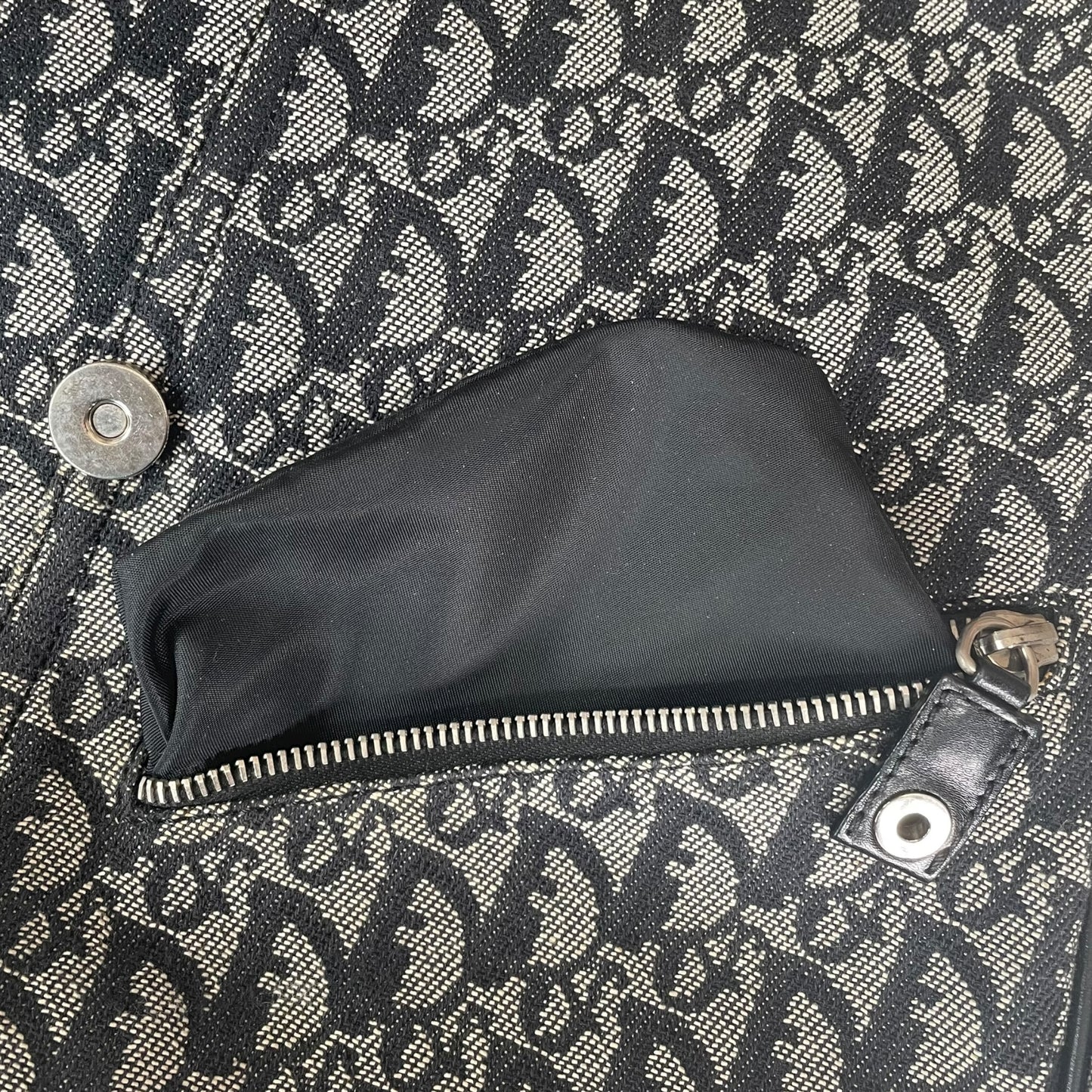 Christian Dior Oblique SHW Black Leather Canvas Trotter Monogram Crossbody 2 Way Shoulder Messenger Purse