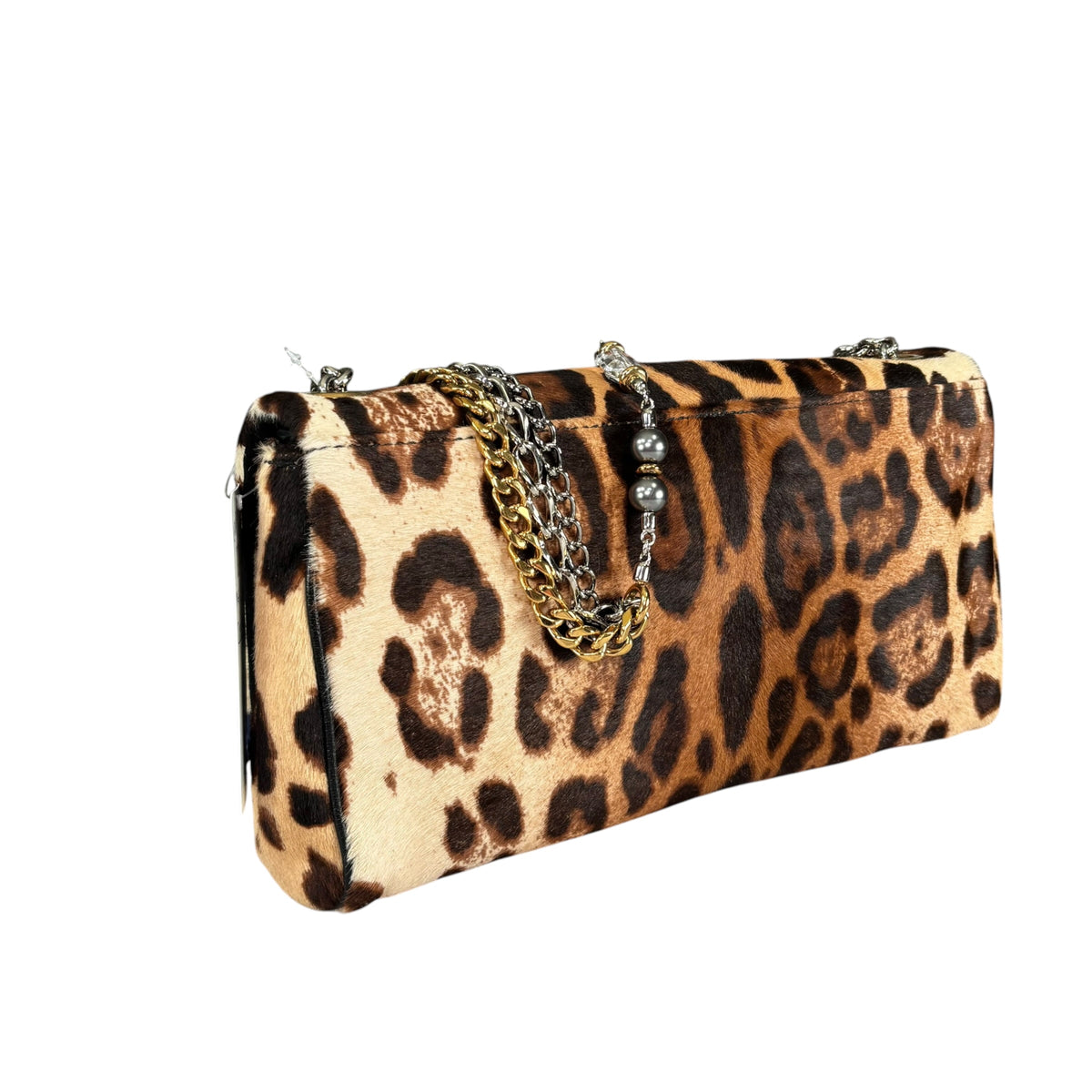 Dolce Gabbana Leopard Hair Calf Flap Chain Shoulder Purse