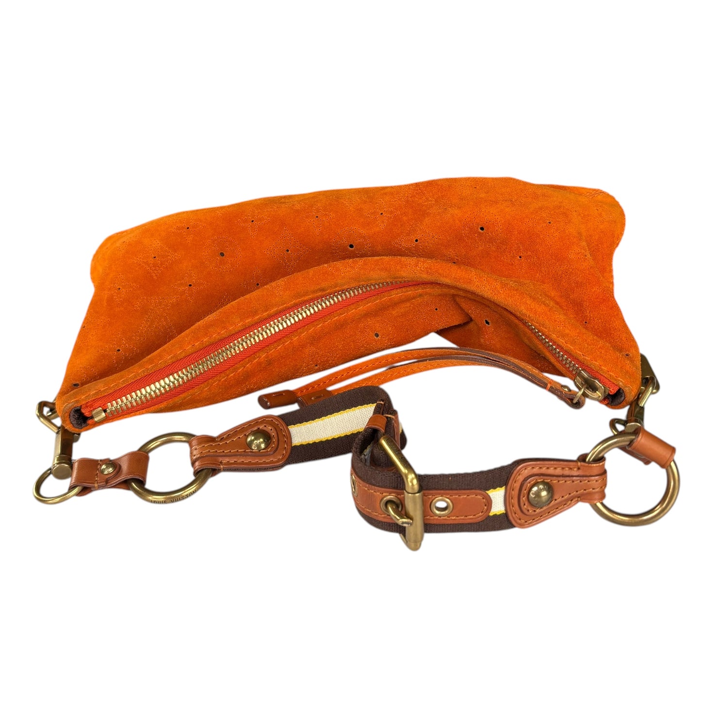 Louis Vuitton Mahina Onatah PM Pouchette Orange Suede Shoulder Purse