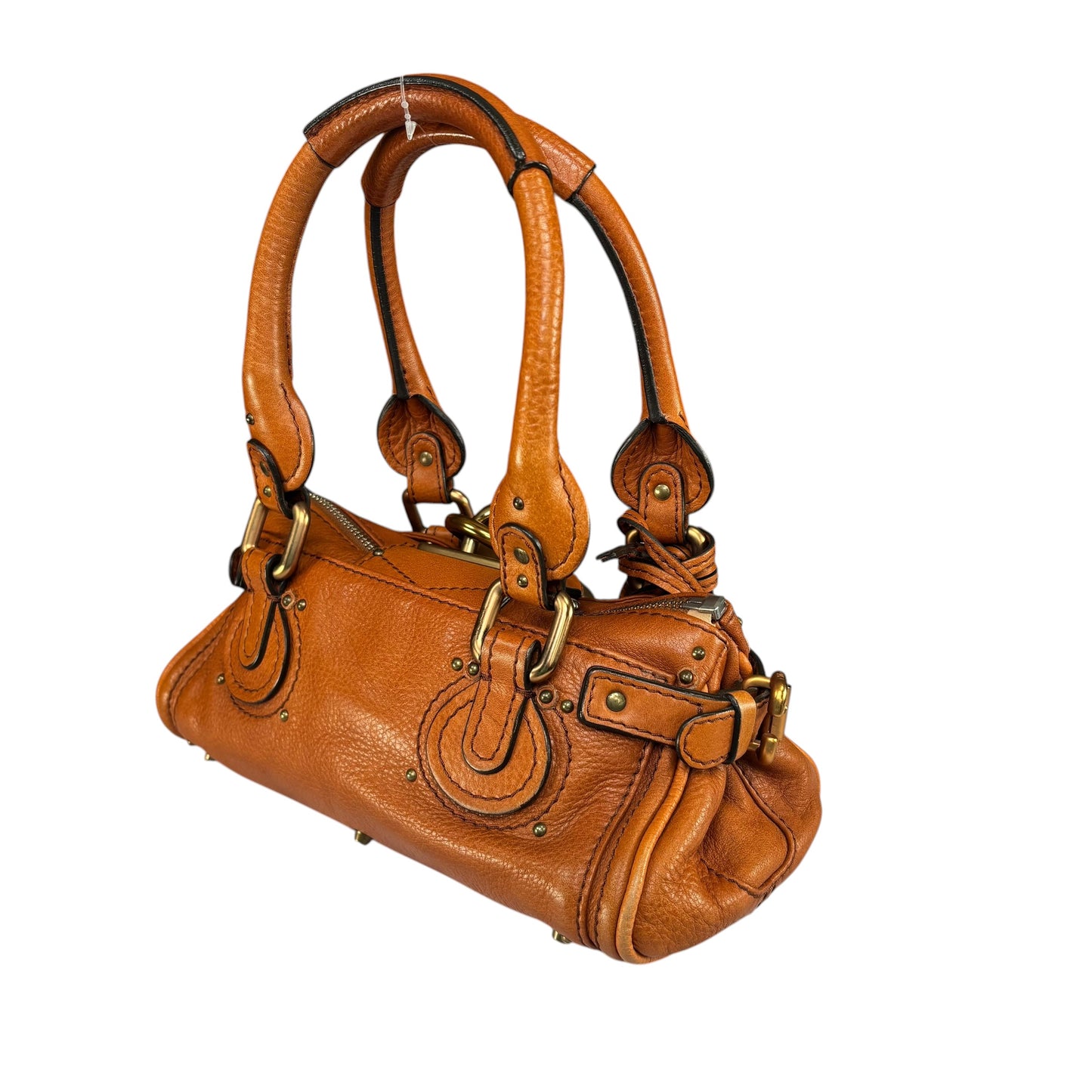Chloe Mini Brown Leather GHW Paddington Lock Shoulder Purse