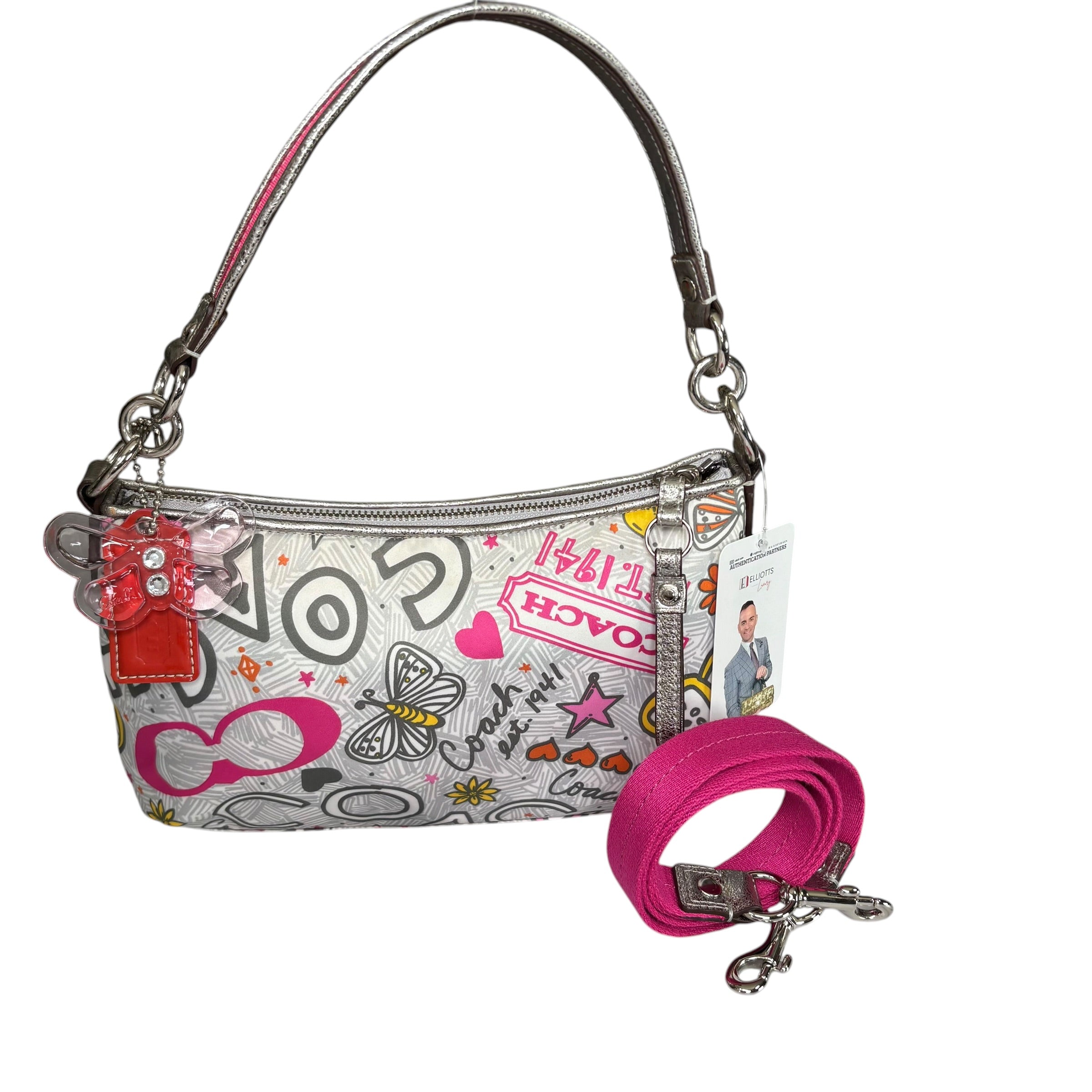 バッグ COACH POPPY Y2K Signature 2Way Shoulder Coach Y2K Poppy Butterfly Floral Graffiti 2-Way Crossbody Purse