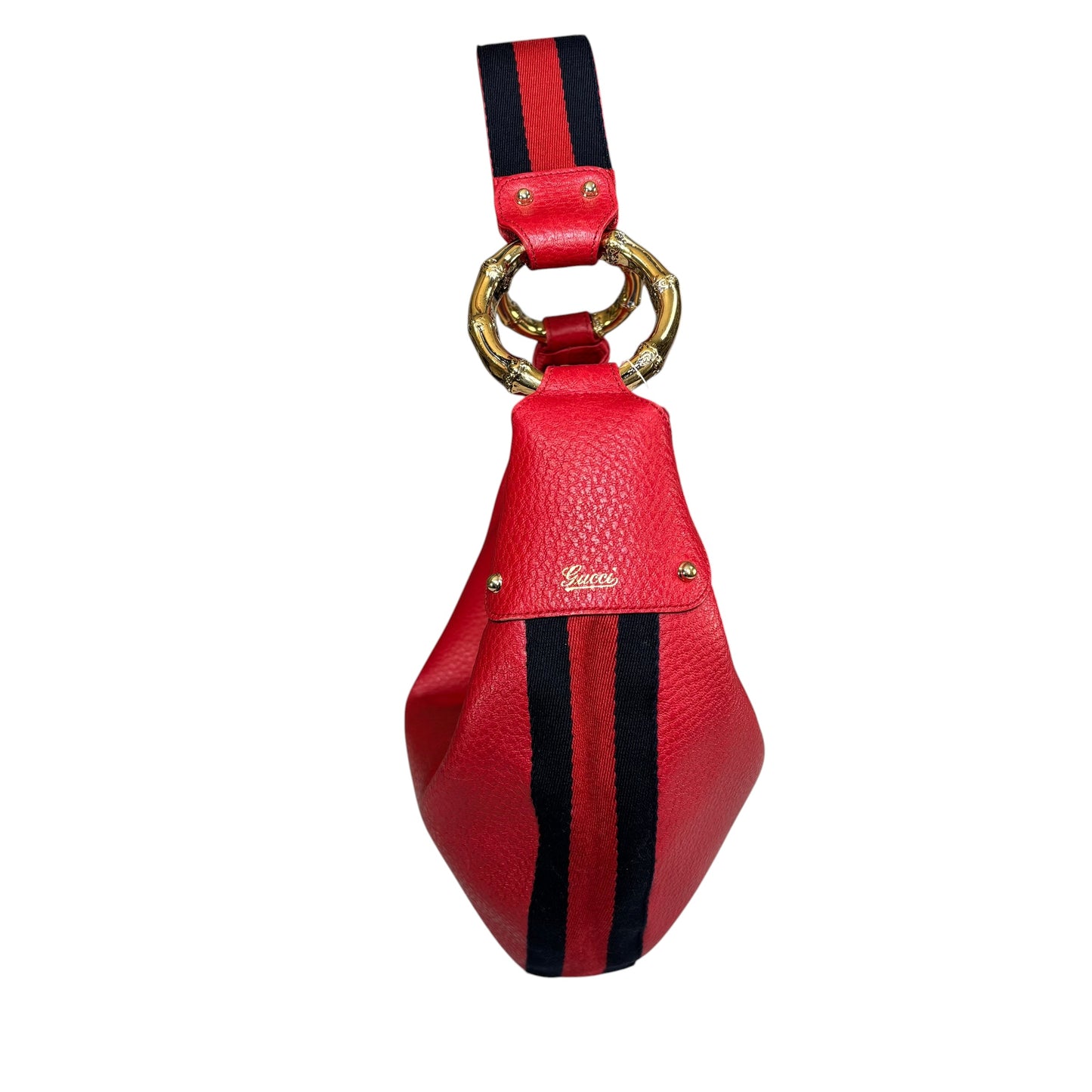 Gucci Sylvie GHW Hobo Sherry Web Bamboo Red Shoulder Purse