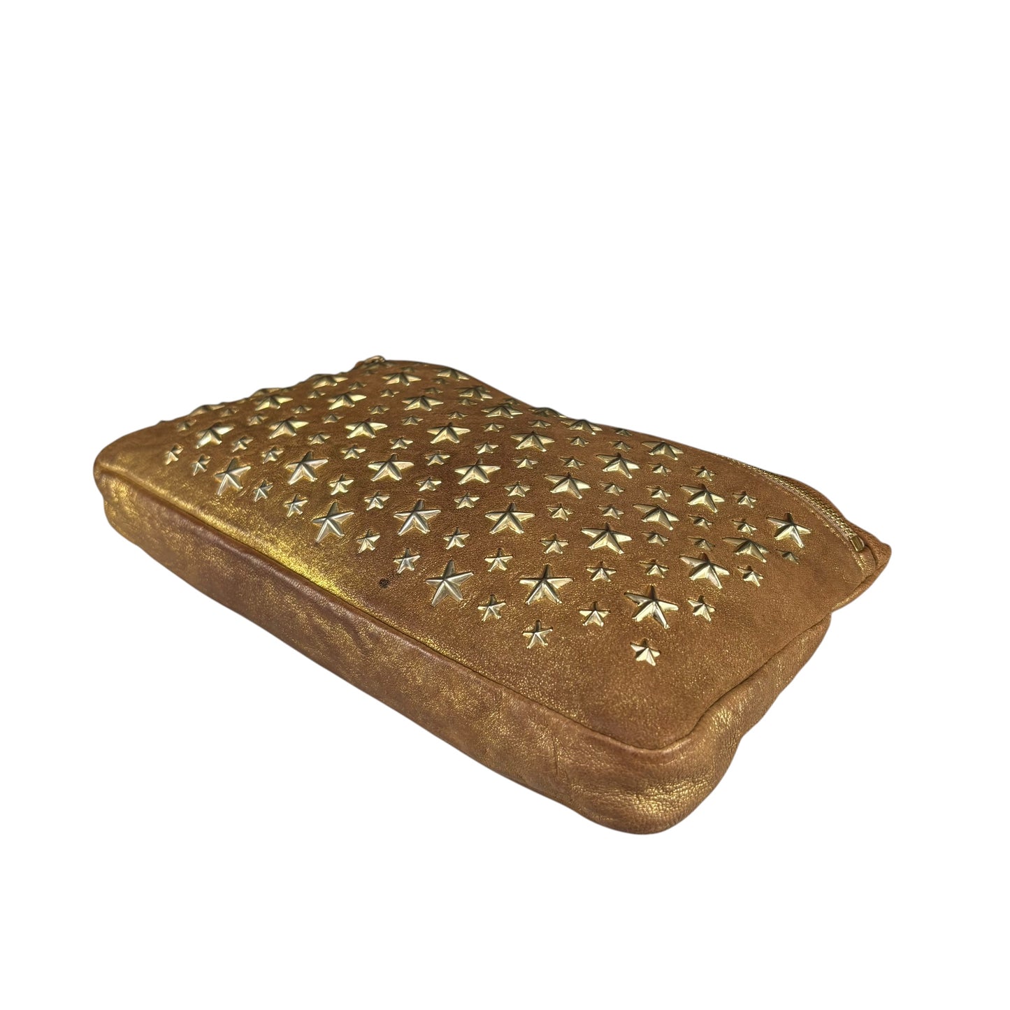 Jimmy Choo Zena Star Studded Golden Metallic Clutch