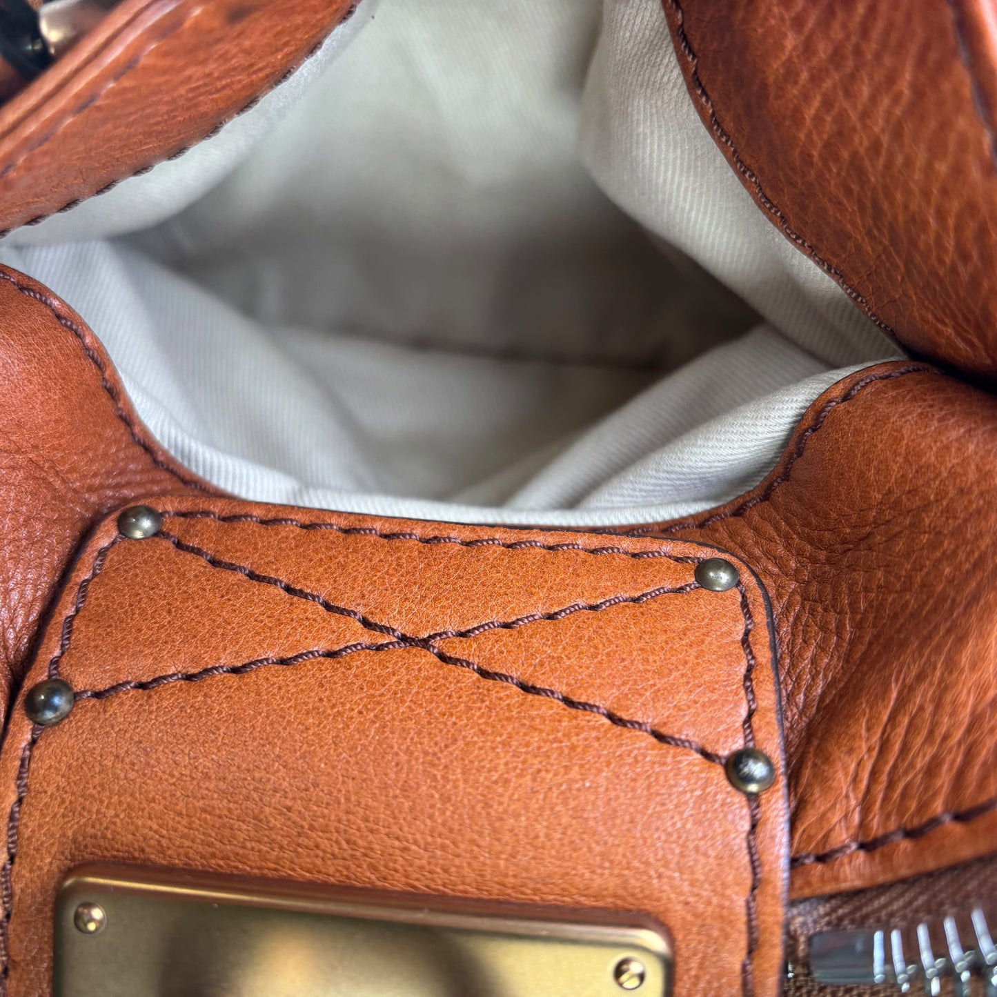 Chloe Mini Brown Leather GHW Paddington Lock Shoulder Purse