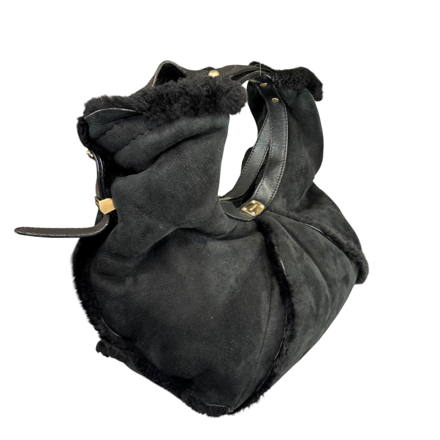 Jimmy Choo Black Shearling GHW  Large Shoulder Hobo