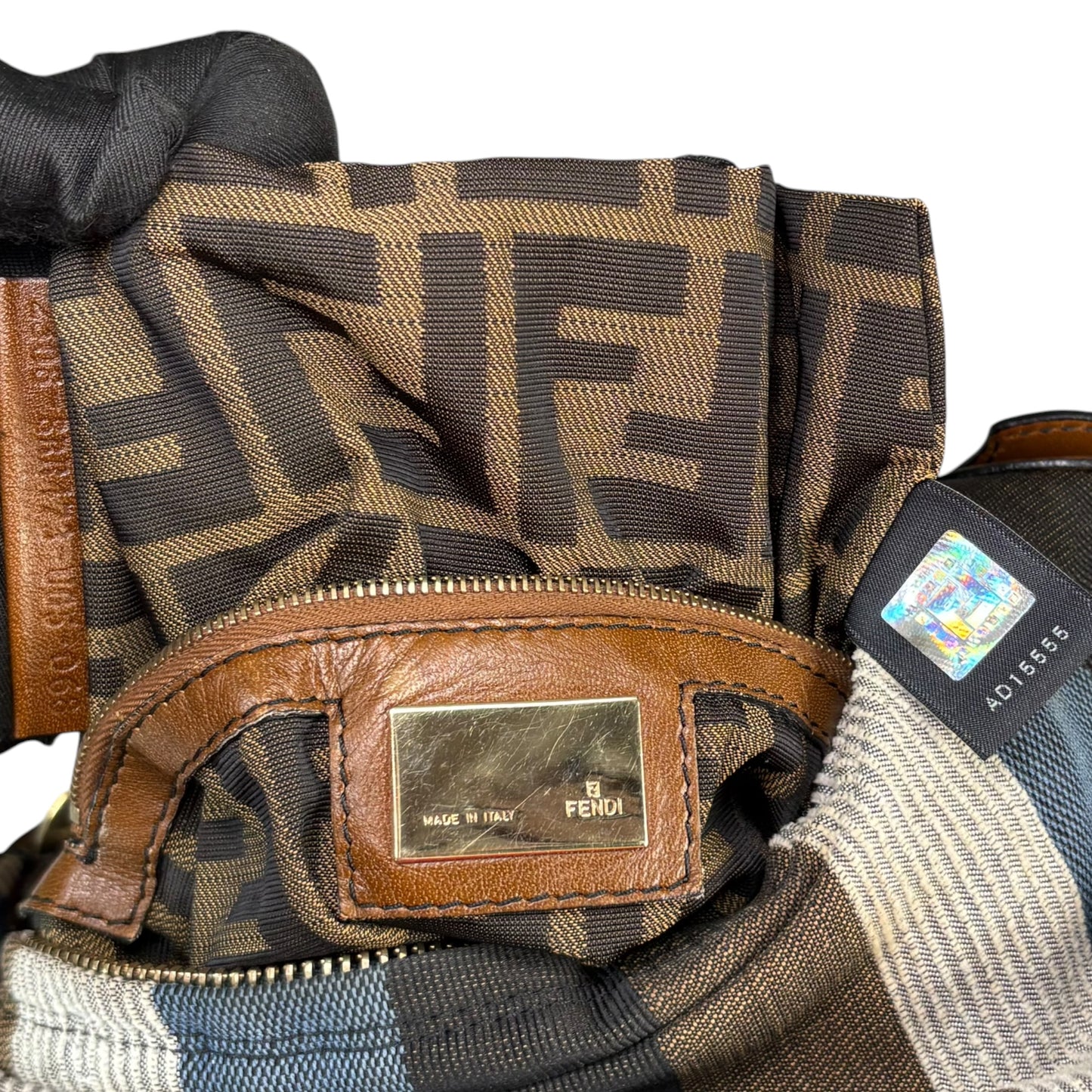 Fendi Y2K Pequin Striped Multicolor Small Blue / Brown GHW Jacquard Hobo Purse