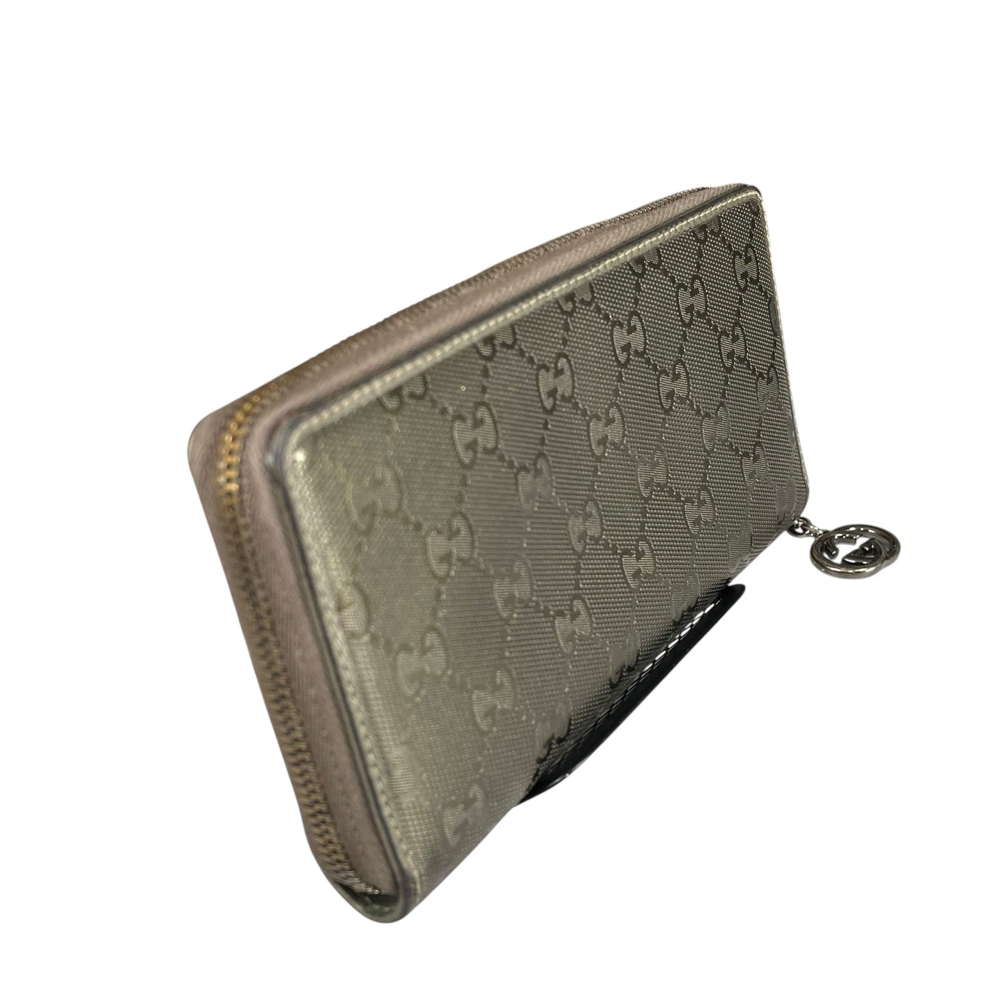 Gucci GG Bronze Impleme Metallic Gunmetal HW Zip Around Long Wallet