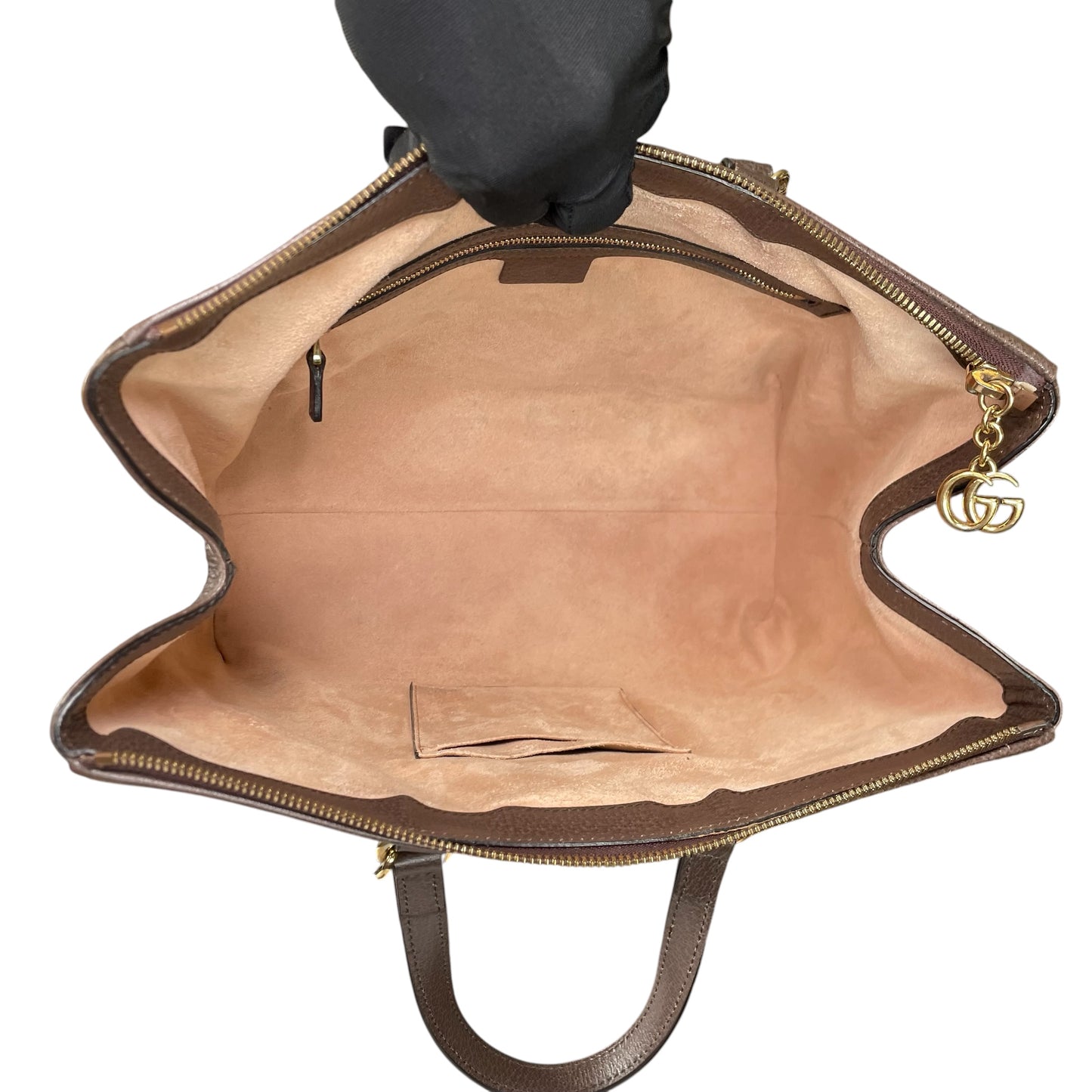 Gucci GG Ophidia GHW Leather Supreme Brown Canvas Crossbody Medium 2-Way Tote