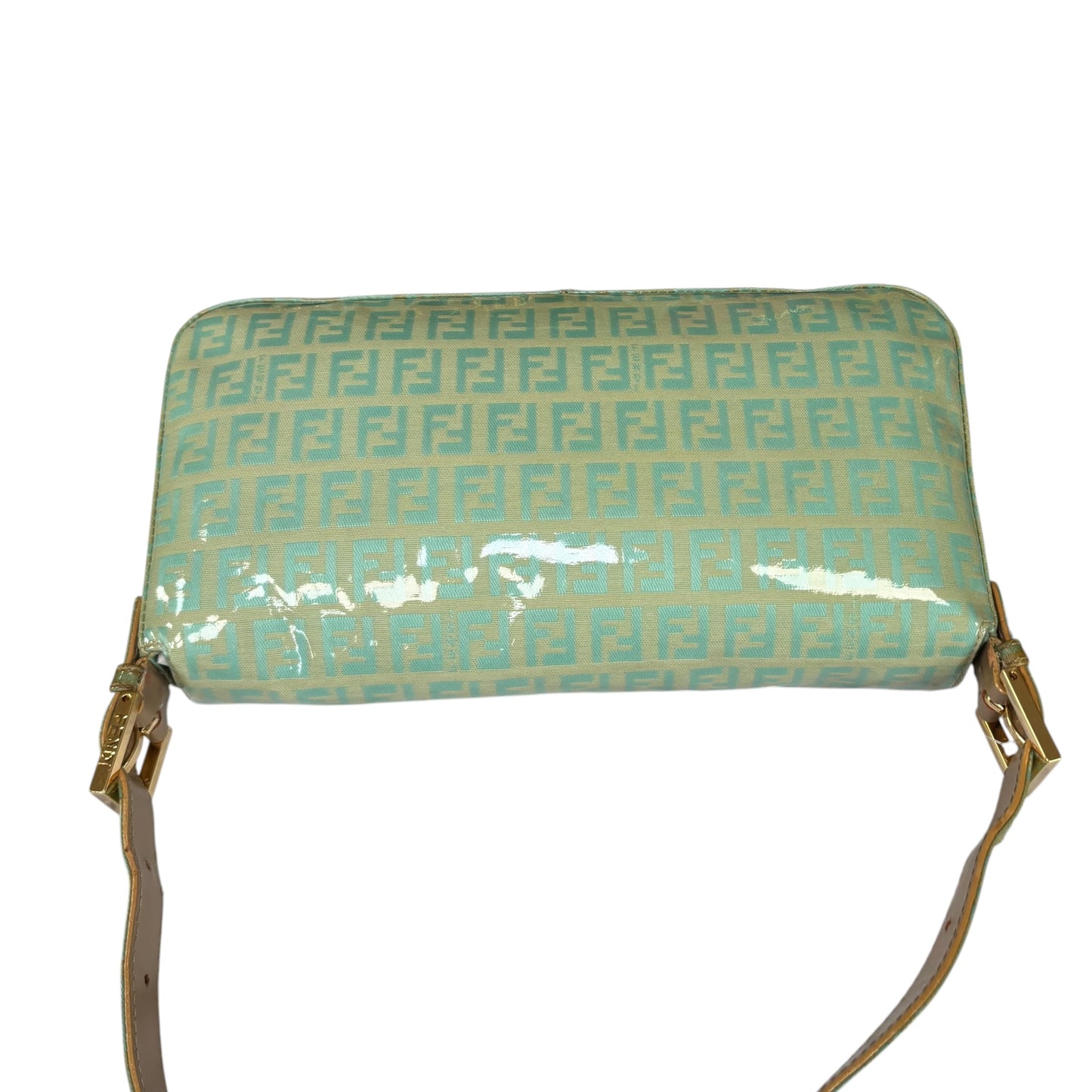 Fendi Y2K Baguette Classic Mint Green Zucchino Coated Canvas Purse
