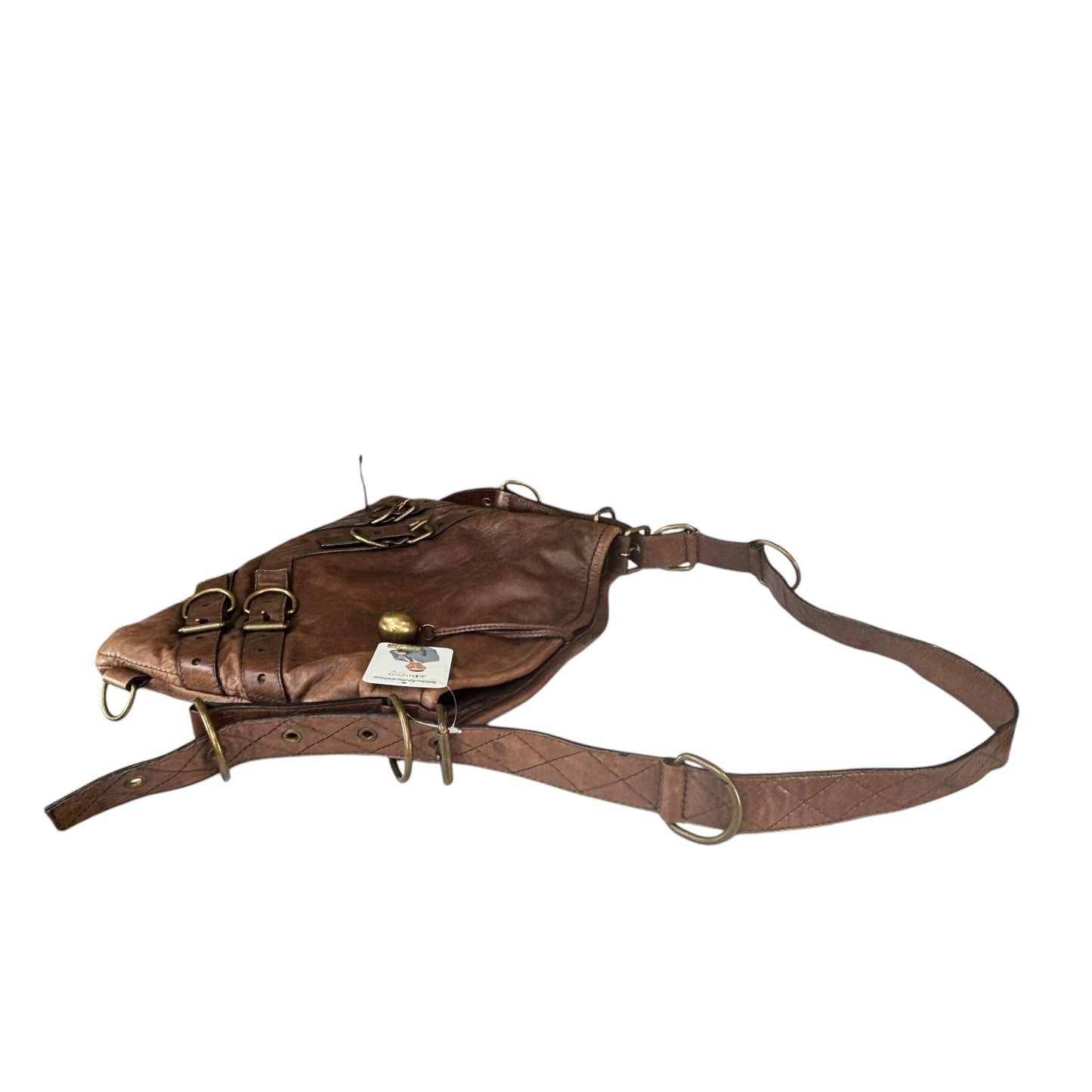 Givenchy Y2K Vouyou Classic Mahogany Brown Distressed Leather 2-Way Shoulder Crossbody Bag