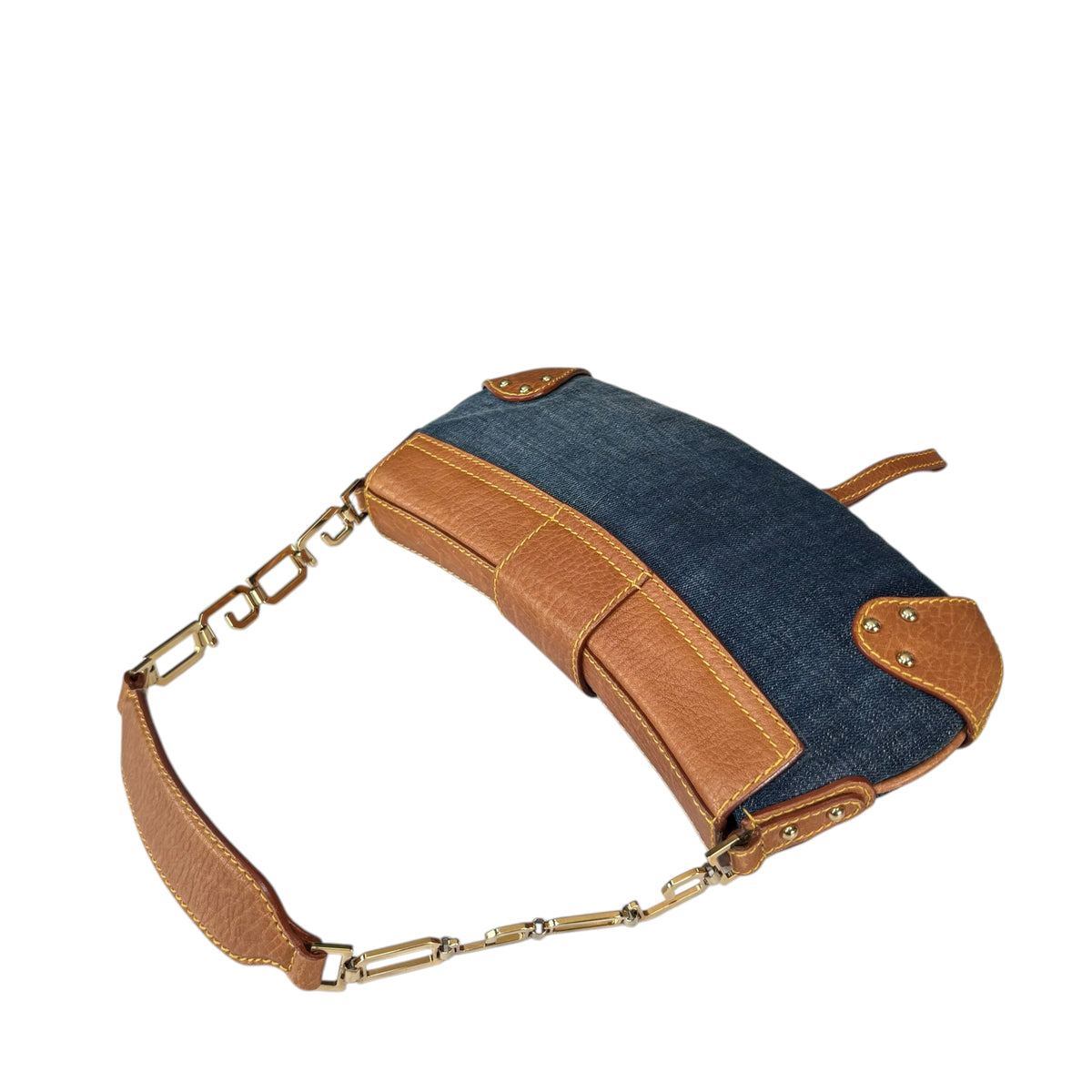 Dolce & Gabbana Y2K O-Ring Distressed Denim Gold Purse