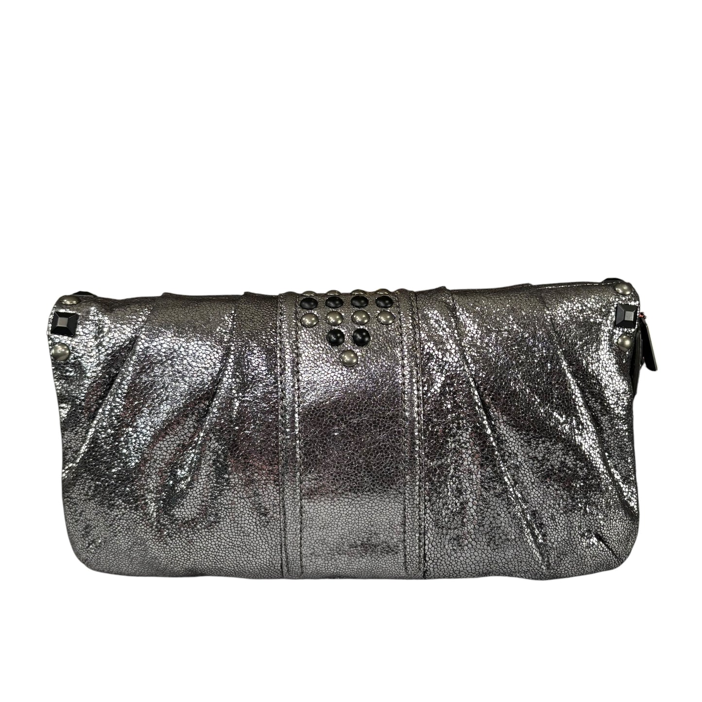 Coach Metallic Studded Gunmetal XL Kristian Leather Clutch