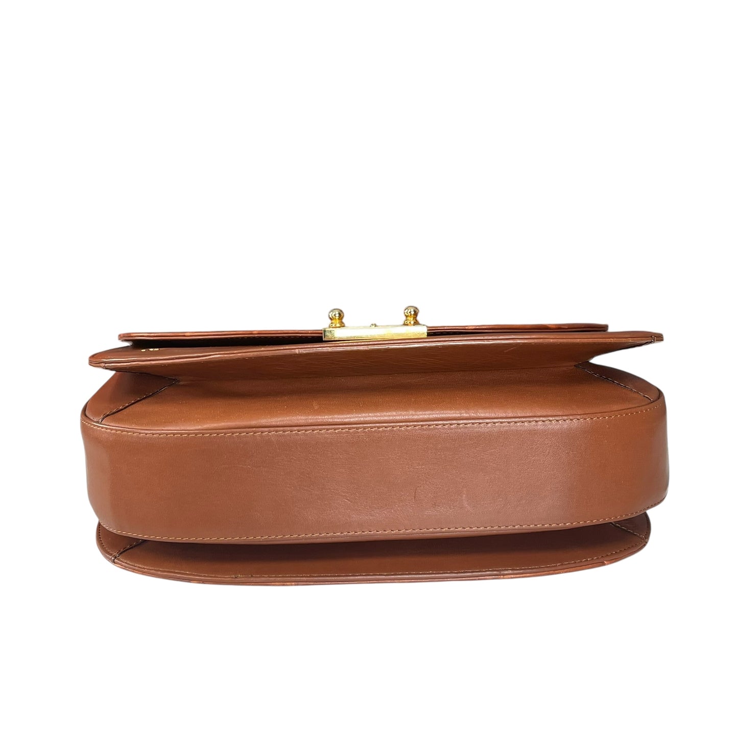 Roberta Di Camerino Croc Embossed Brown Leather GHW Shoulder Flap Purse