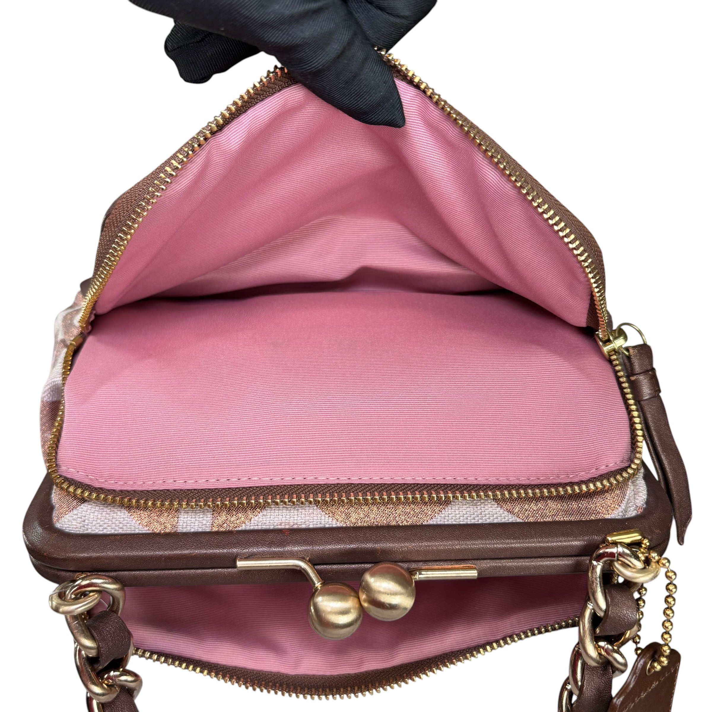 Coach Y2K Opti C Limited Canvas Bronze Metallic GHW Kiss-Lock