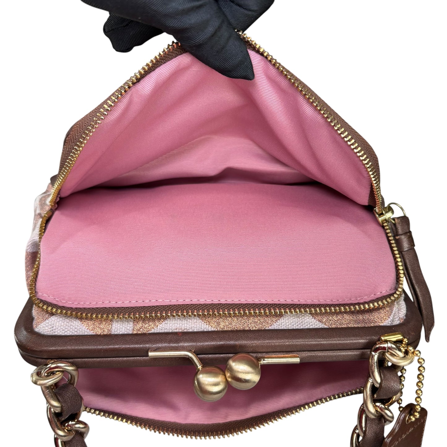 Coach Y2K Opti C Limited Canvas Bronze Metallic GHW Kiss-Lock Shoulder Purse